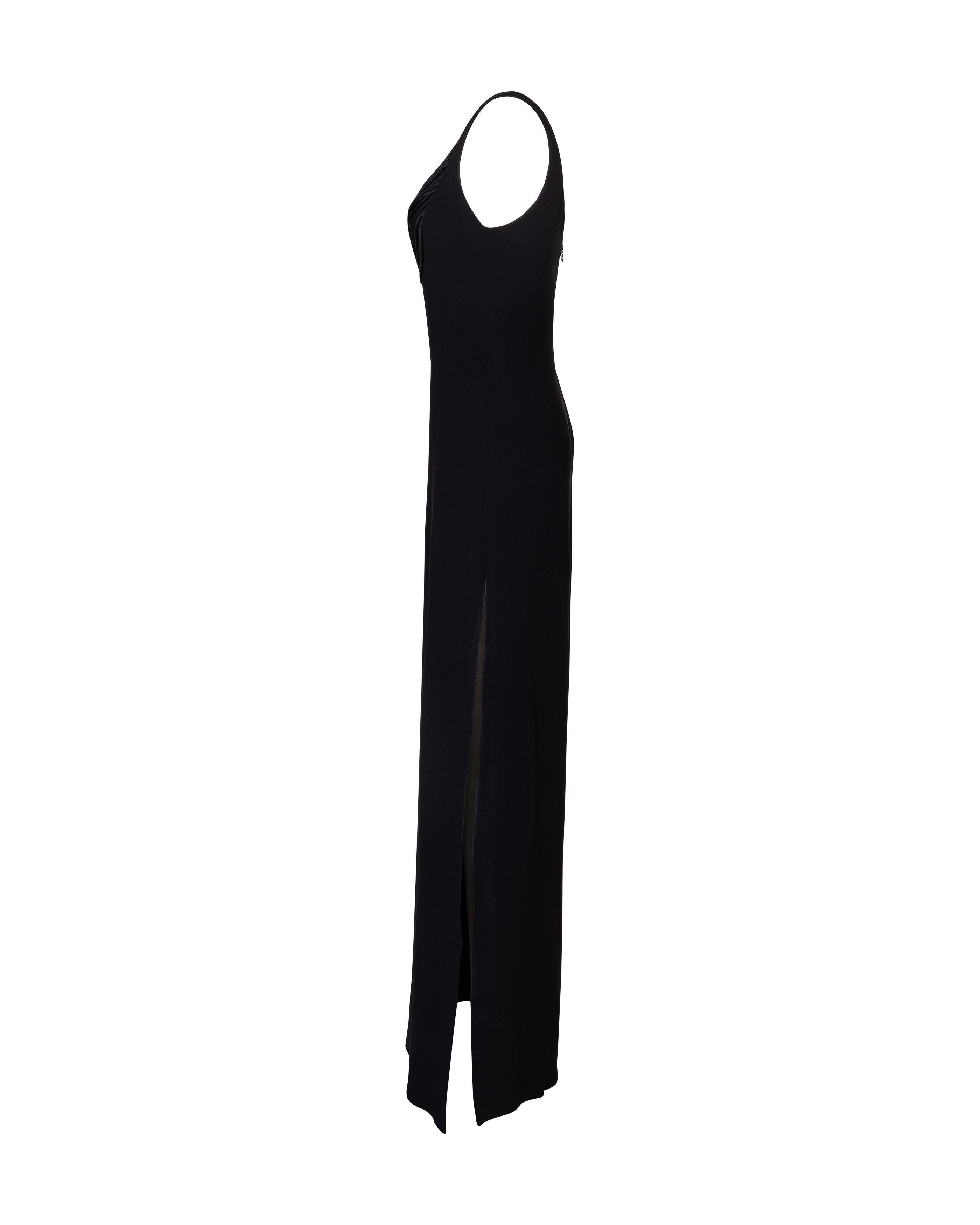 Women's A/W 1998 Valentino Boutique Black Drape Mesh Bustier Gown