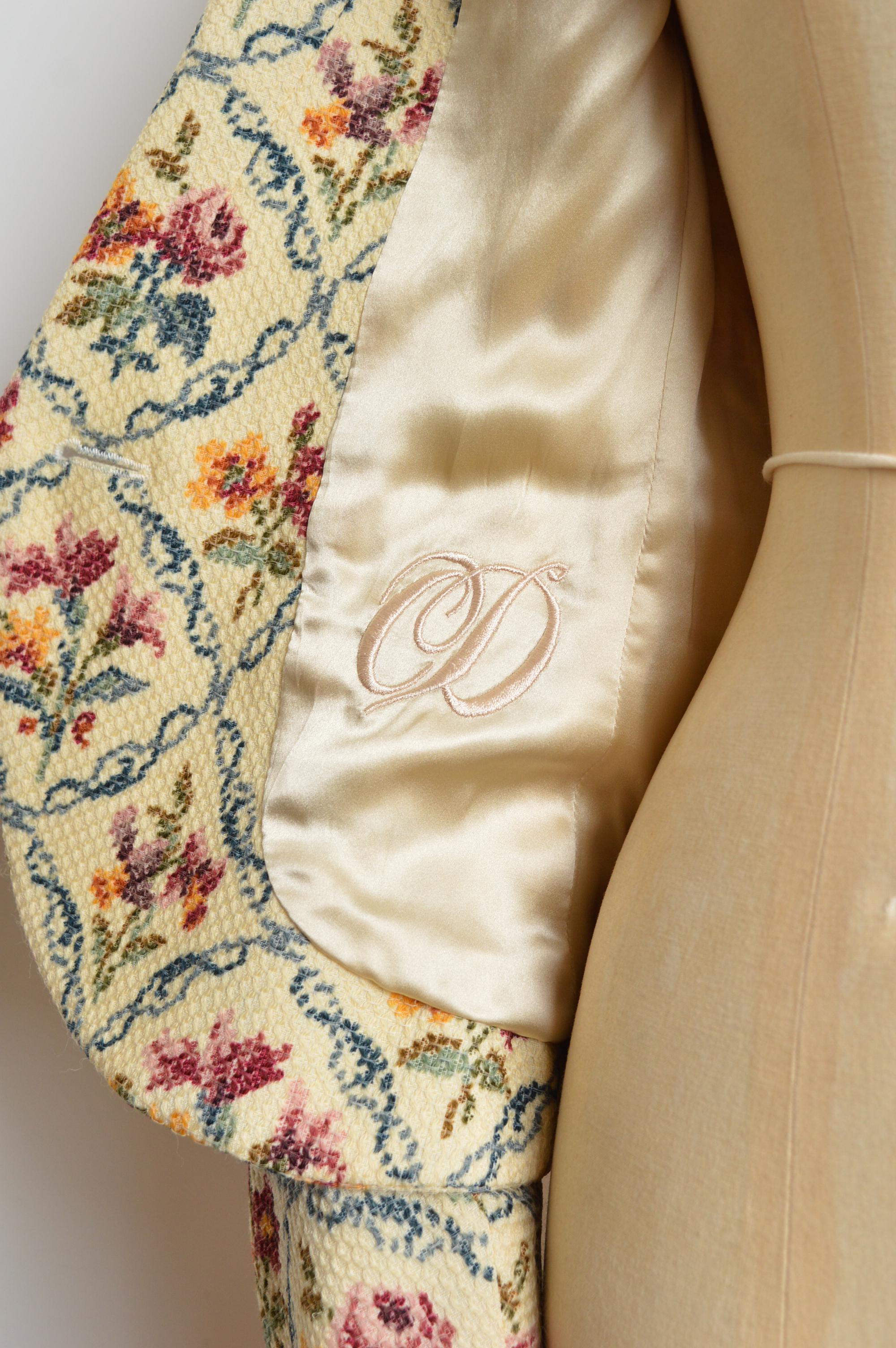 A/W 1999 Christian Dior John Galliano Floral Cross stitch Tapestry Blazer Jacket For Sale 10