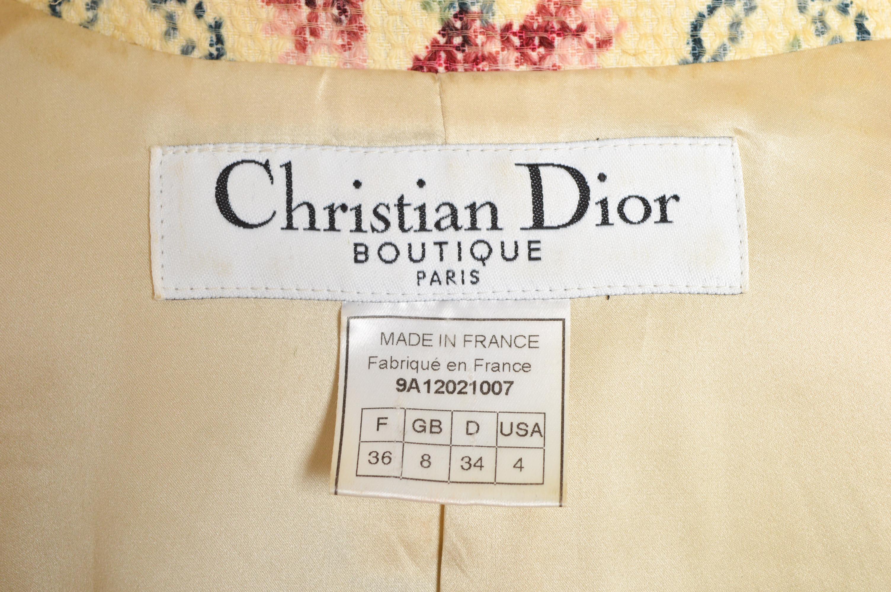 A/W 1999 Christian Dior John Galliano Floral Cross stitch Tapestry Blazer Jacket For Sale 12