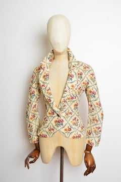 A/W 1999 Christian Dior John Galliano Floral Cross stitch Tapestry Blazer Jacket