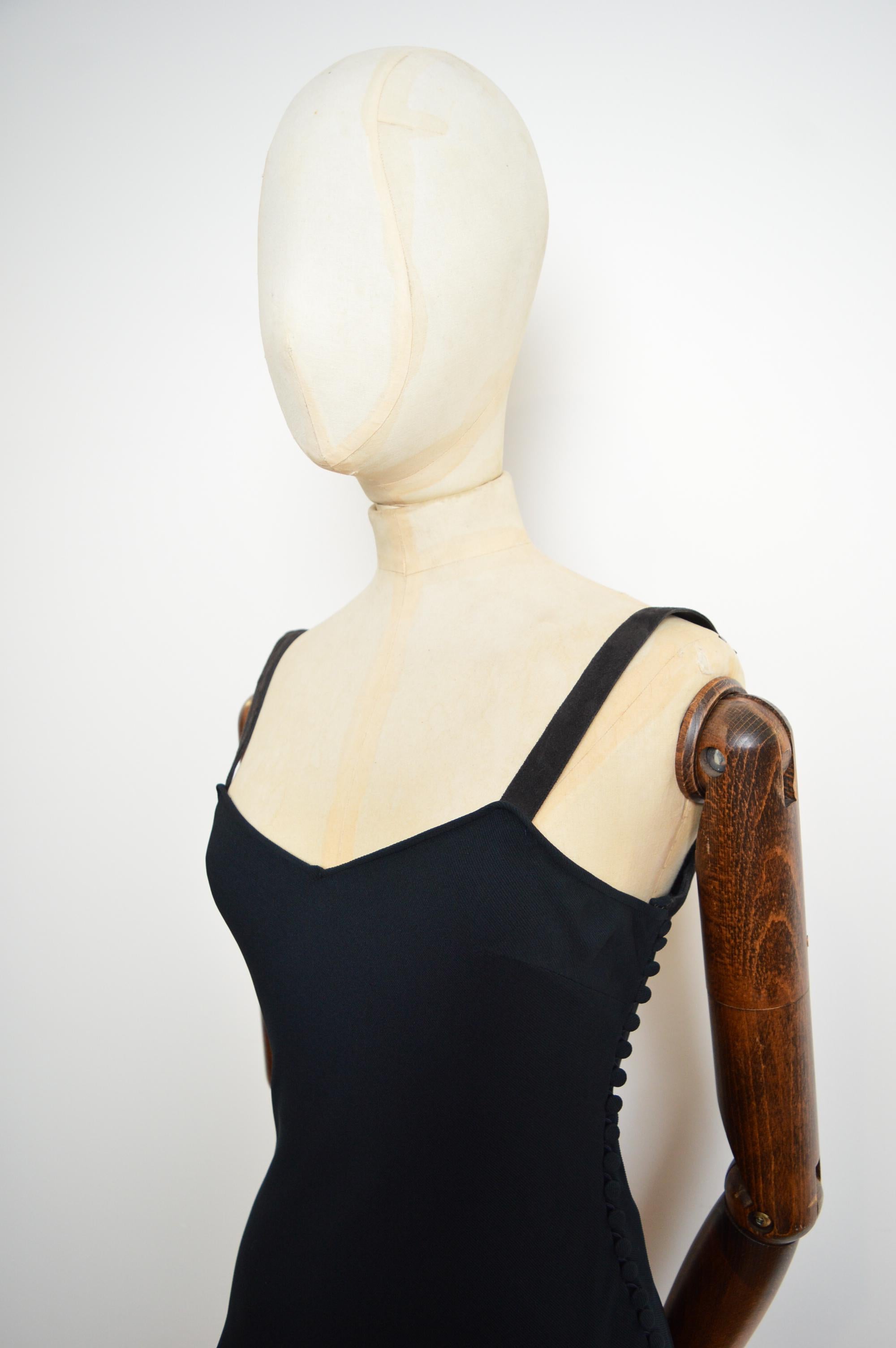 Black S/S 2001 Christian Dior John Galliano Midnight Blue Bias Cut Evening Slip Dress
