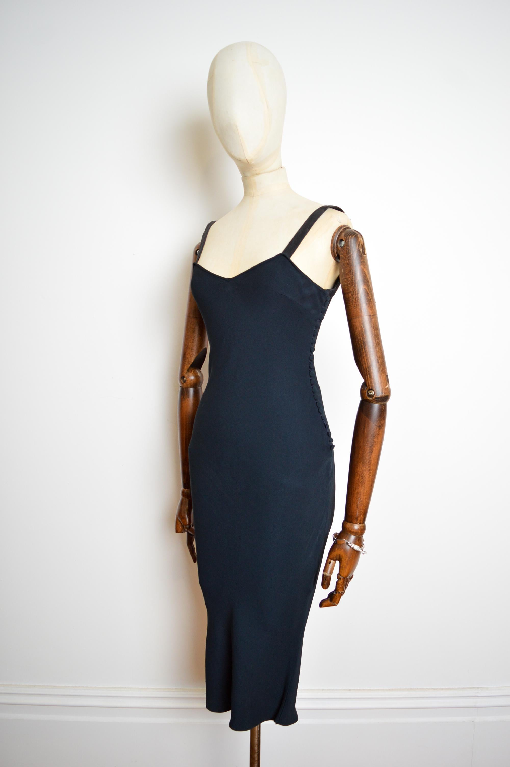 S/S 2001 Christian Dior John Galliano Midnight Blue Bias Cut Evening Slip Dress In Good Condition In Sheffield, GB