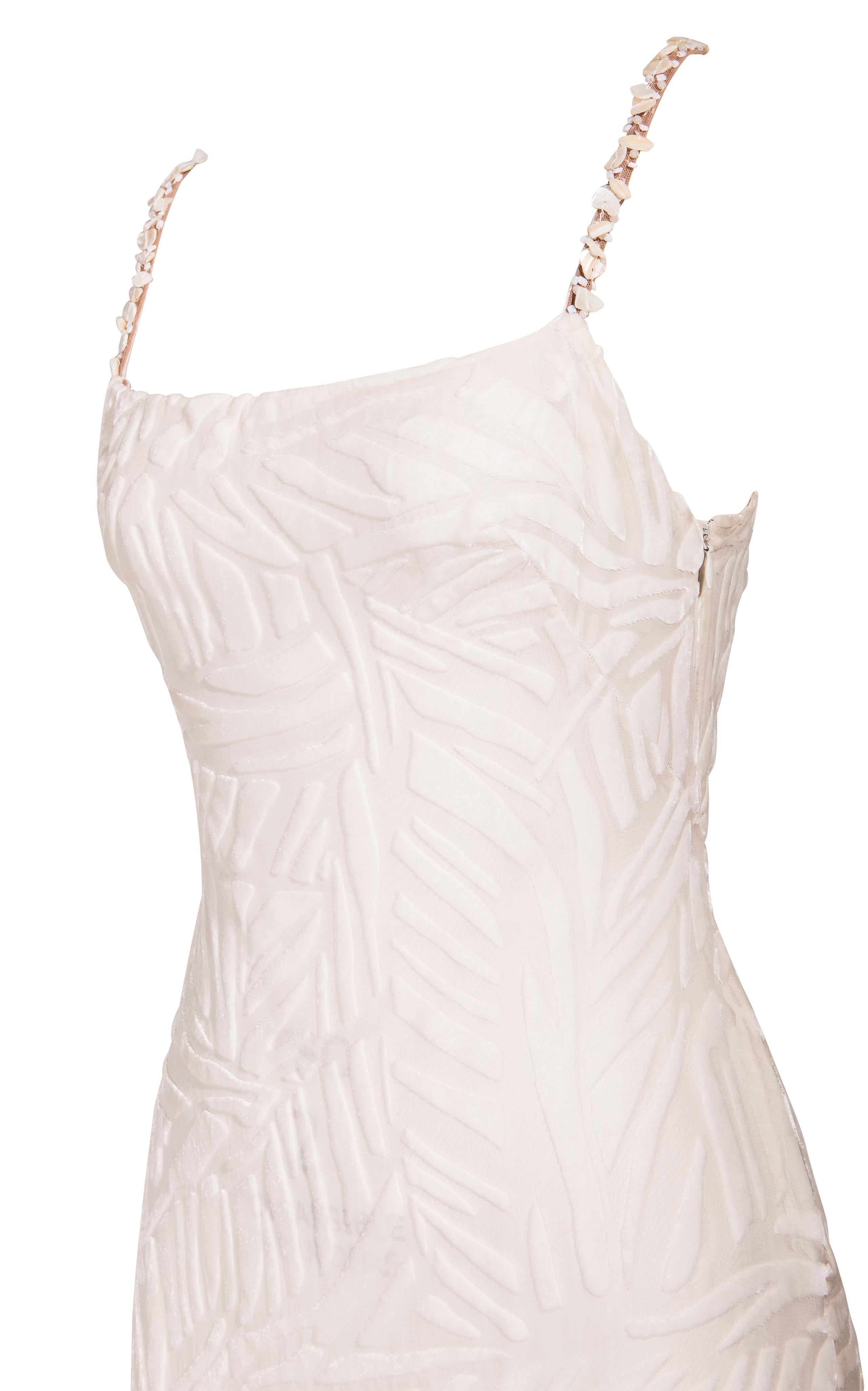 Women's A/W 1999 Gianni Versace White Silk Velvet Burnout Mini Dress