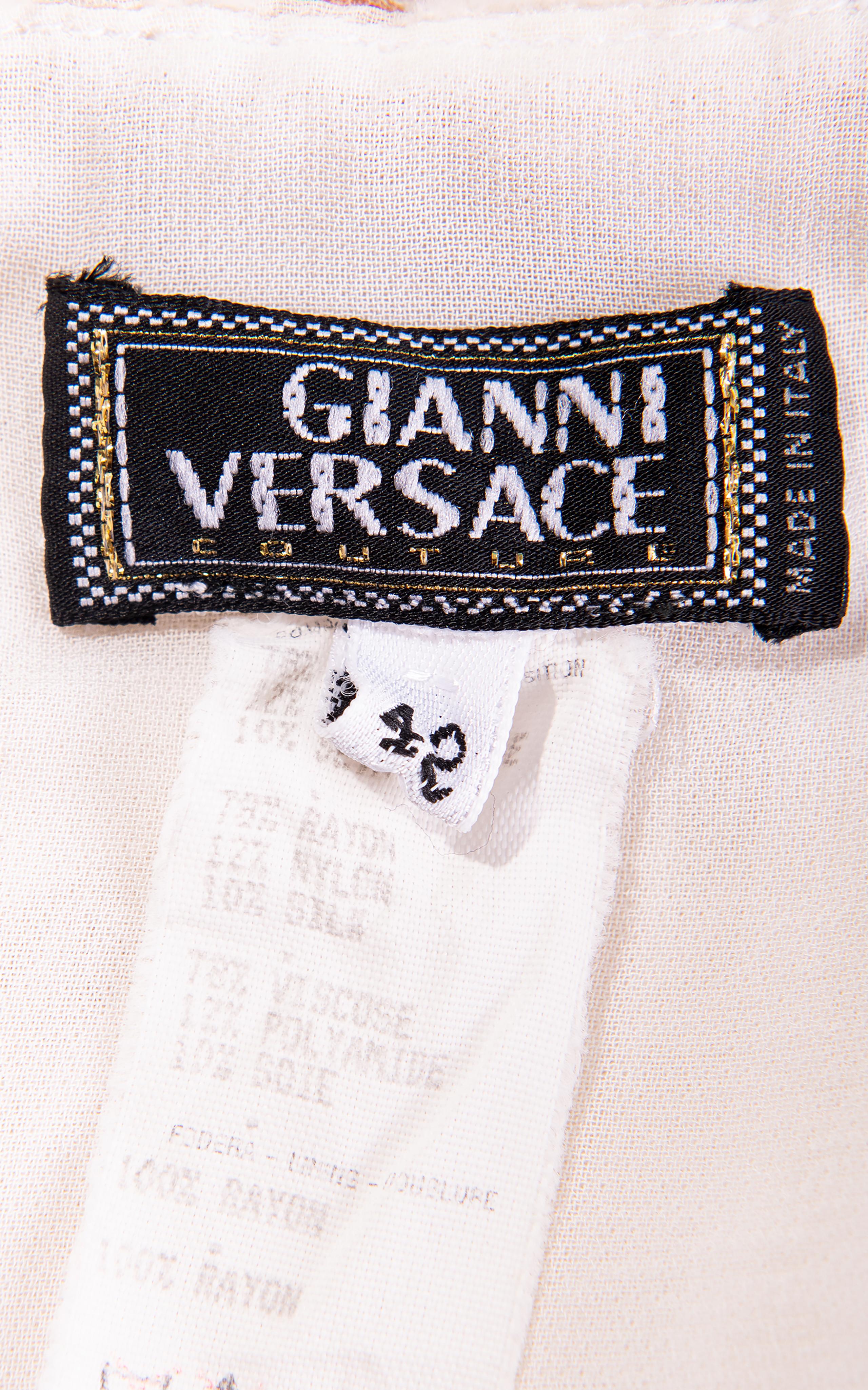 A/W 1999 Gianni Versace White Silk Velvet Burnout Mini Dress 3