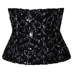 Vintage A/W 1999 Givenchy by Alexander McQueen Circuit Board Black Embellished Corset