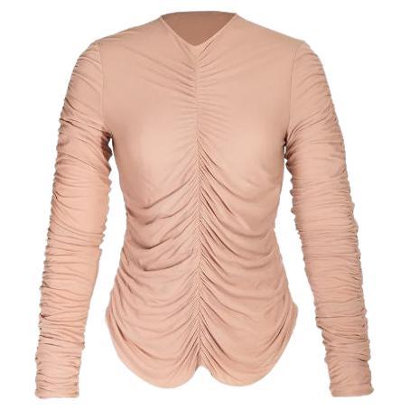 A/W 1999 Gucci by Tom Ford Tan Ruched Long Sleeve Top