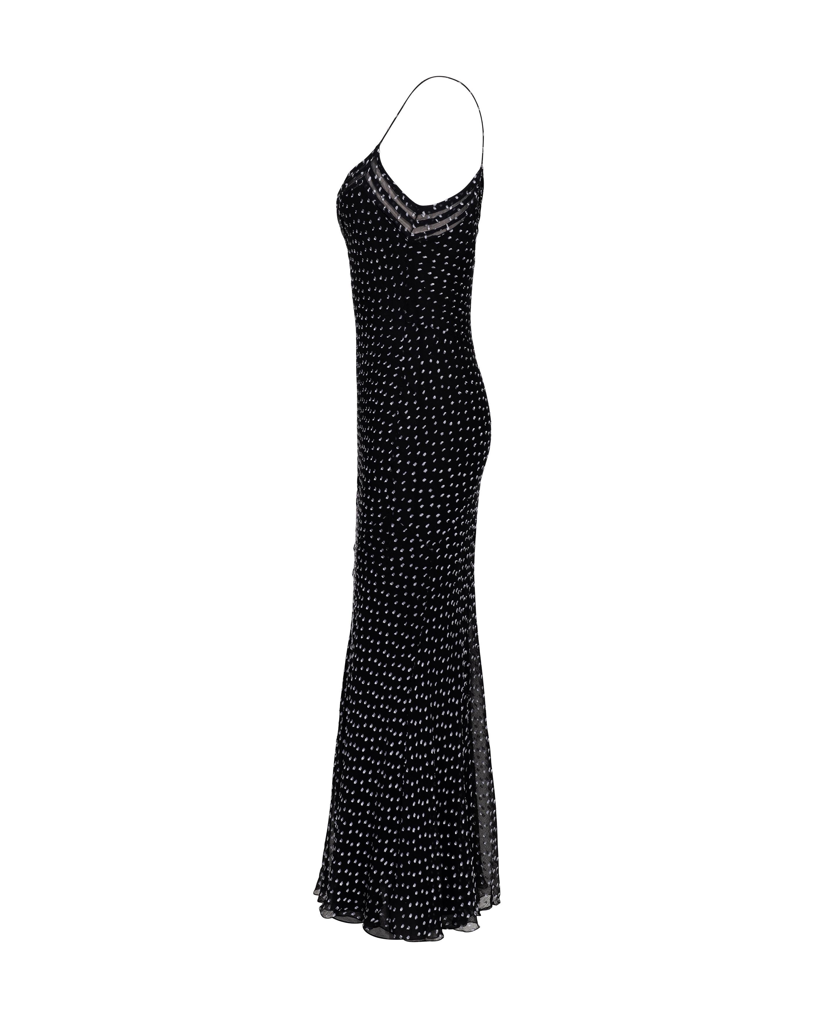 A/W 1999 John Galliano Bias Cut Black and White Polka Dot Slip Gown In Good Condition In North Hollywood, CA
