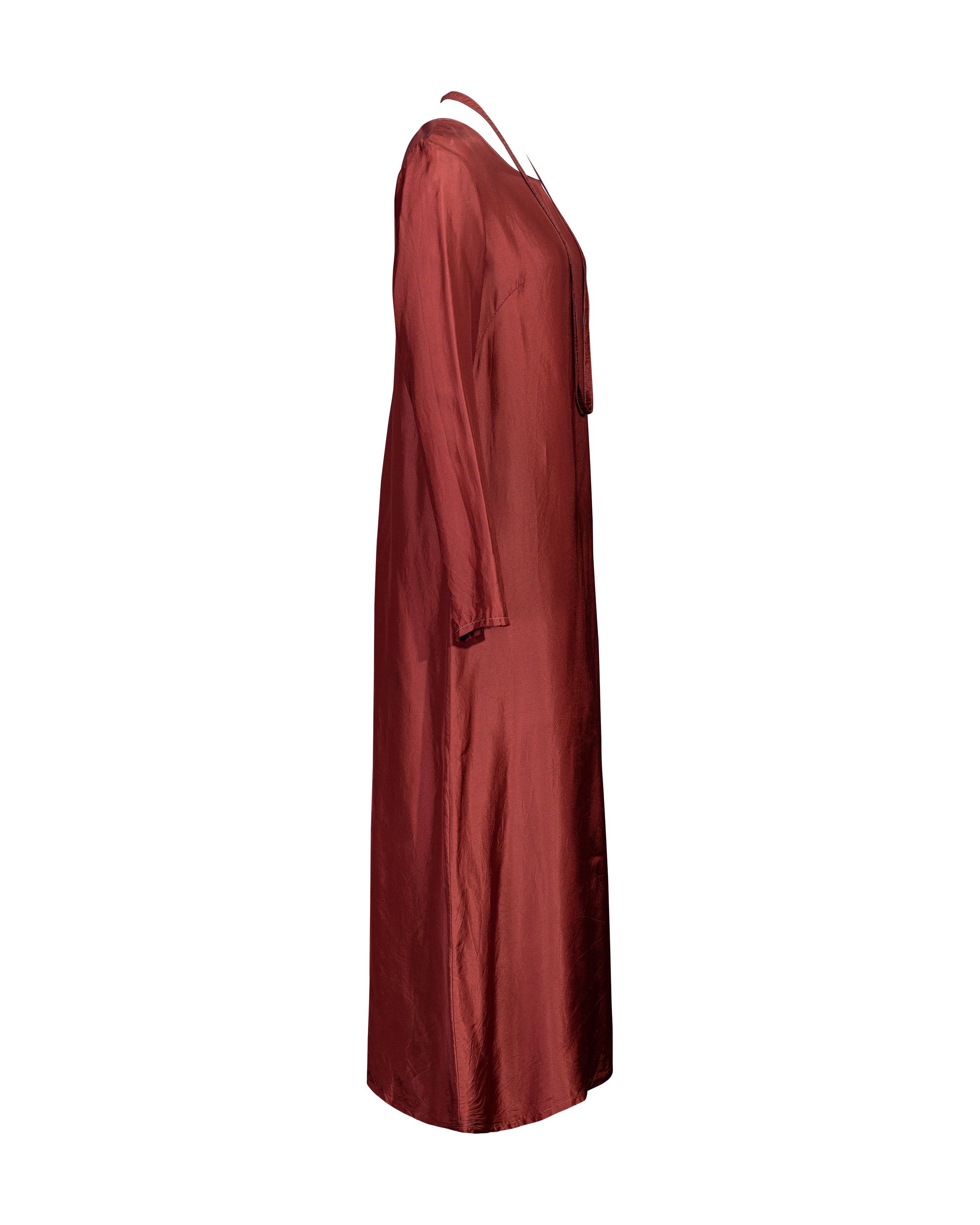A/W 1999 Maison Martin Margiela Langärmeliges Kleid 'Lining' in rostroter Farbe Damen im Angebot