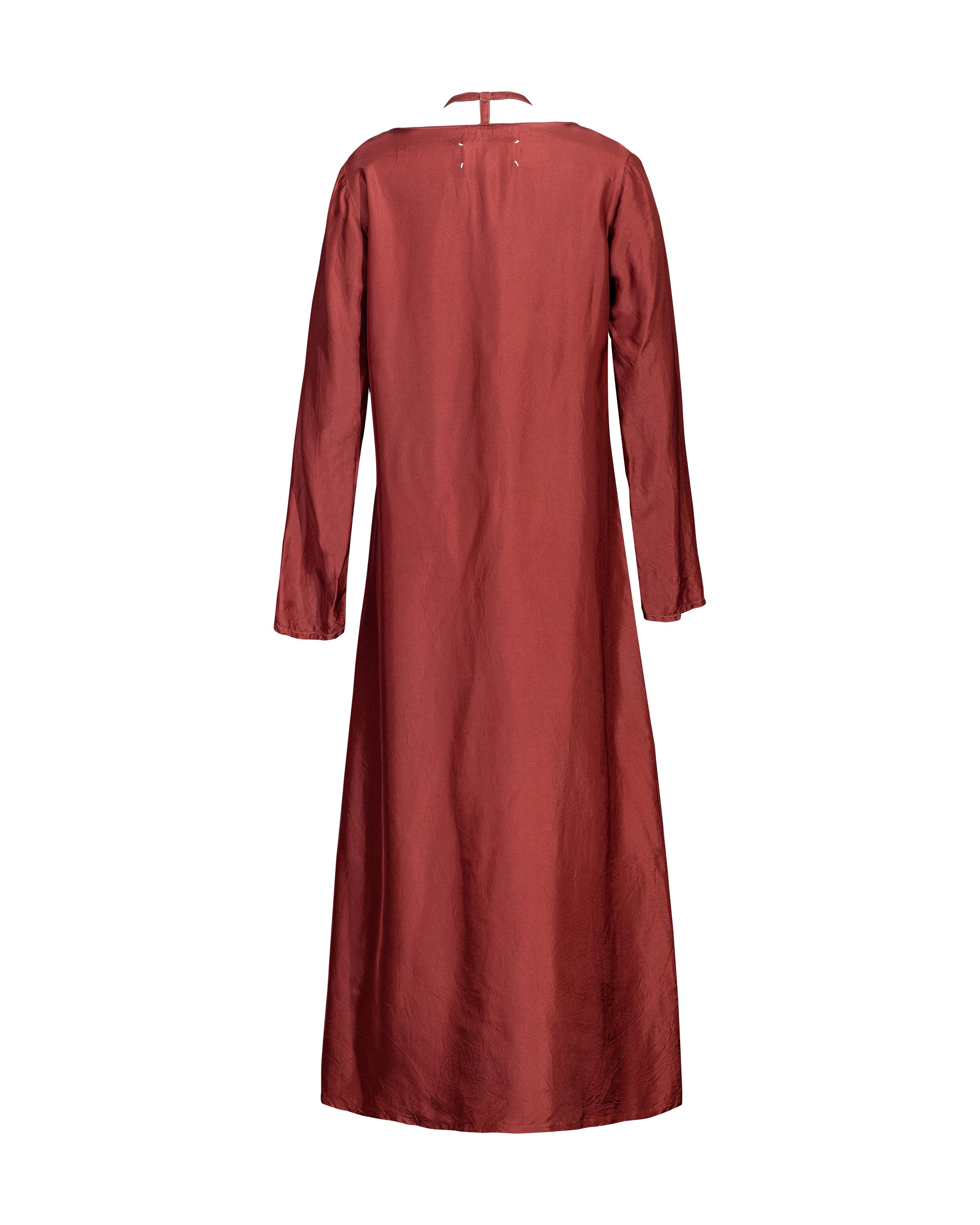 A/W 1999 Maison Martin Margiela Deep Rust Color-way 'Lining' Long Sleeve Dress For Sale 1