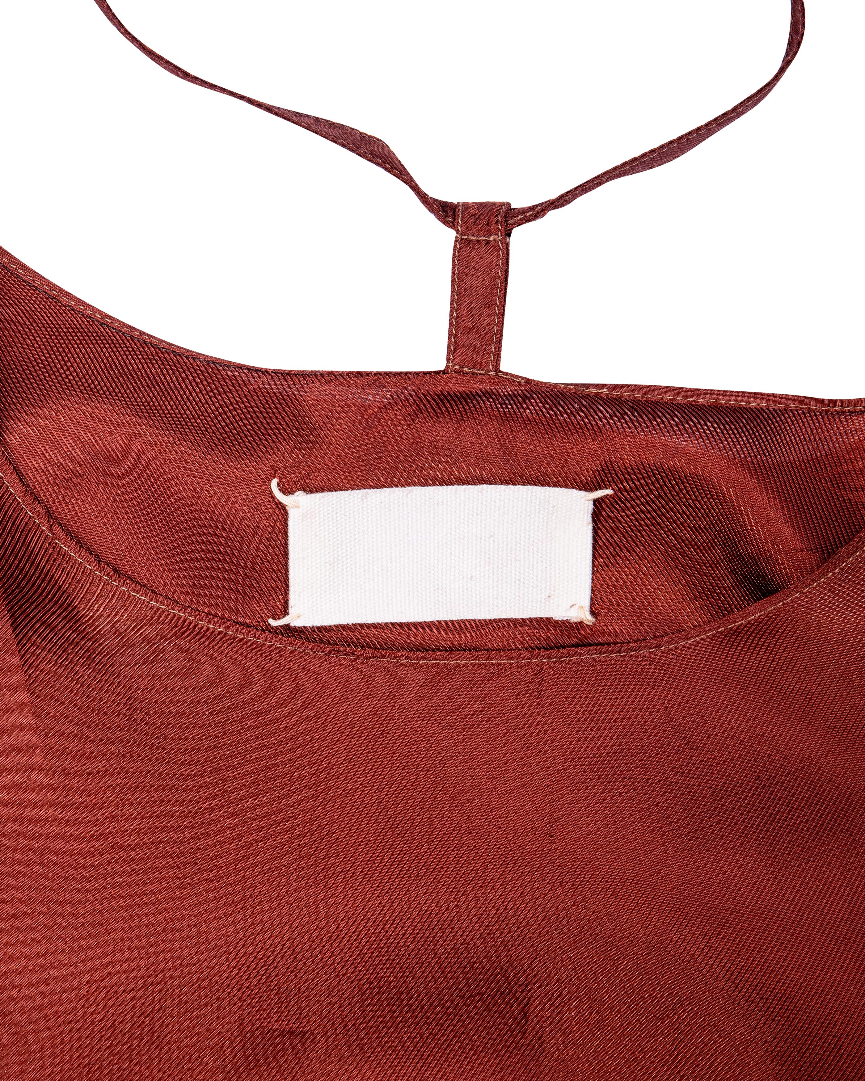 A/W 1999 Maison Martin Margiela Deep Rust Color-way 'Lining' Long Sleeve Dress For Sale 3