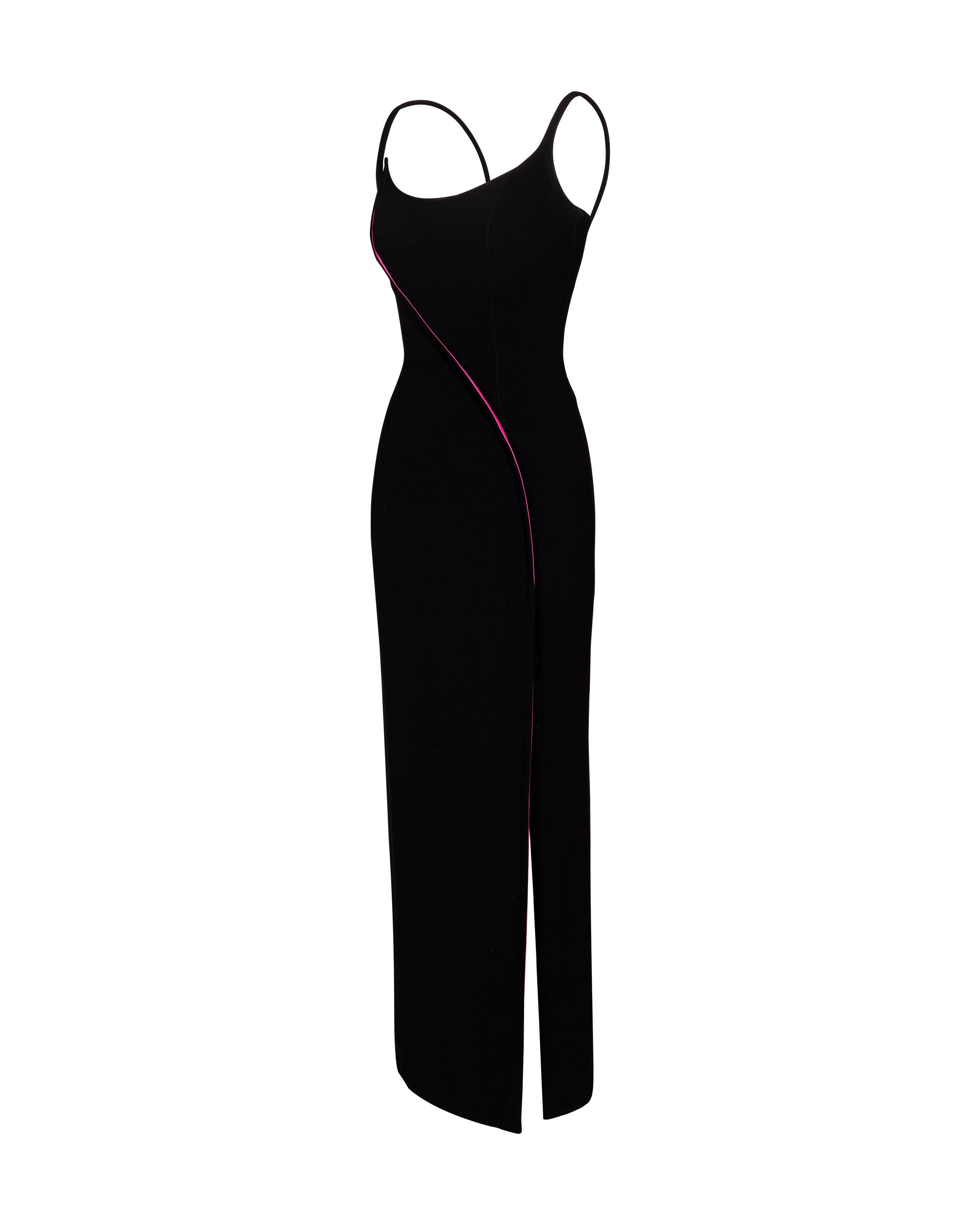 A/W 1999 Thierry Mugler 'Vie en Rose' Collection Black and Pink Gown In Excellent Condition In North Hollywood, CA