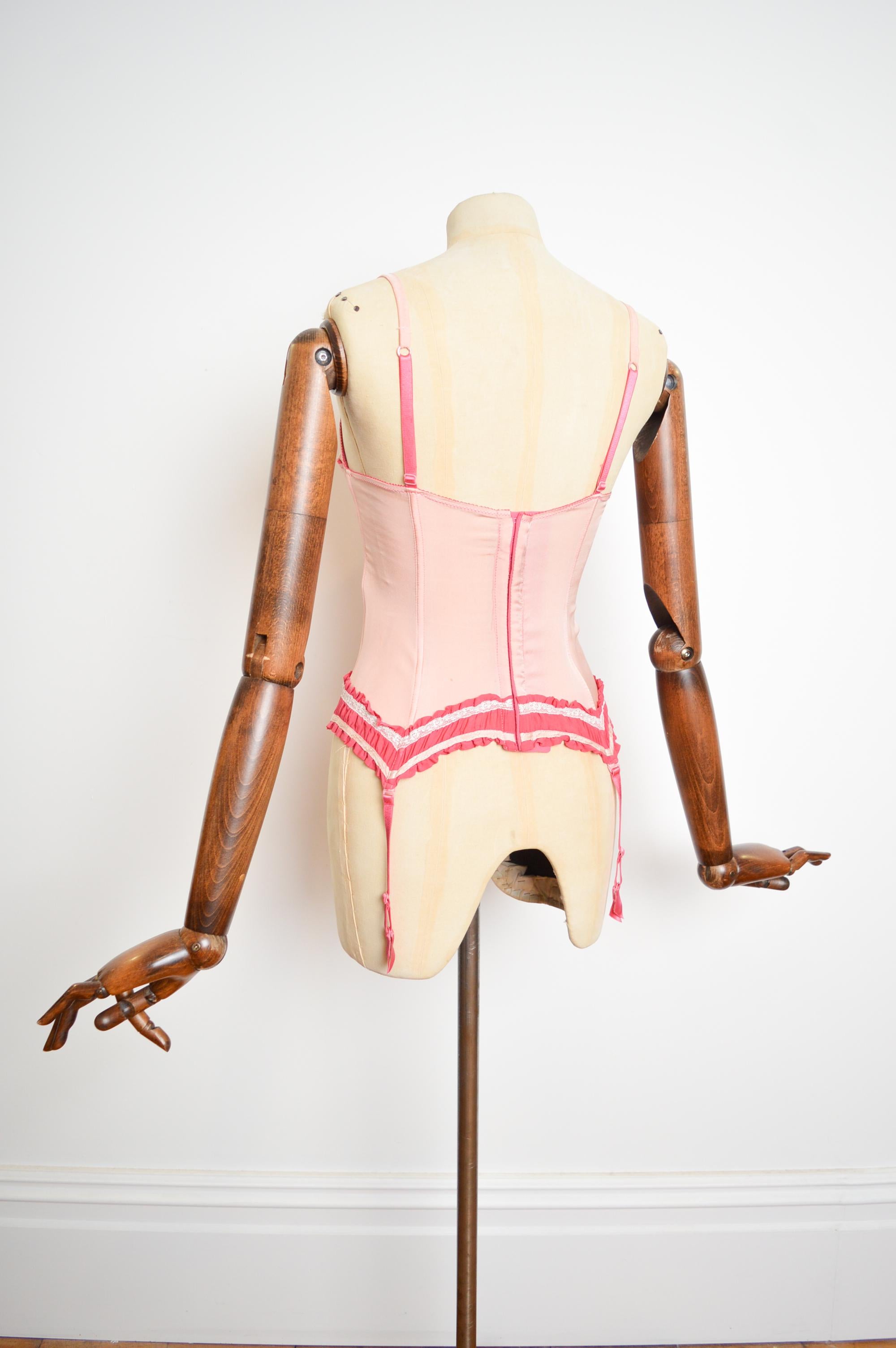A/W 2000- 2001 John Galliano Pure Silk Pink Corset Bustier & Panties Set 1