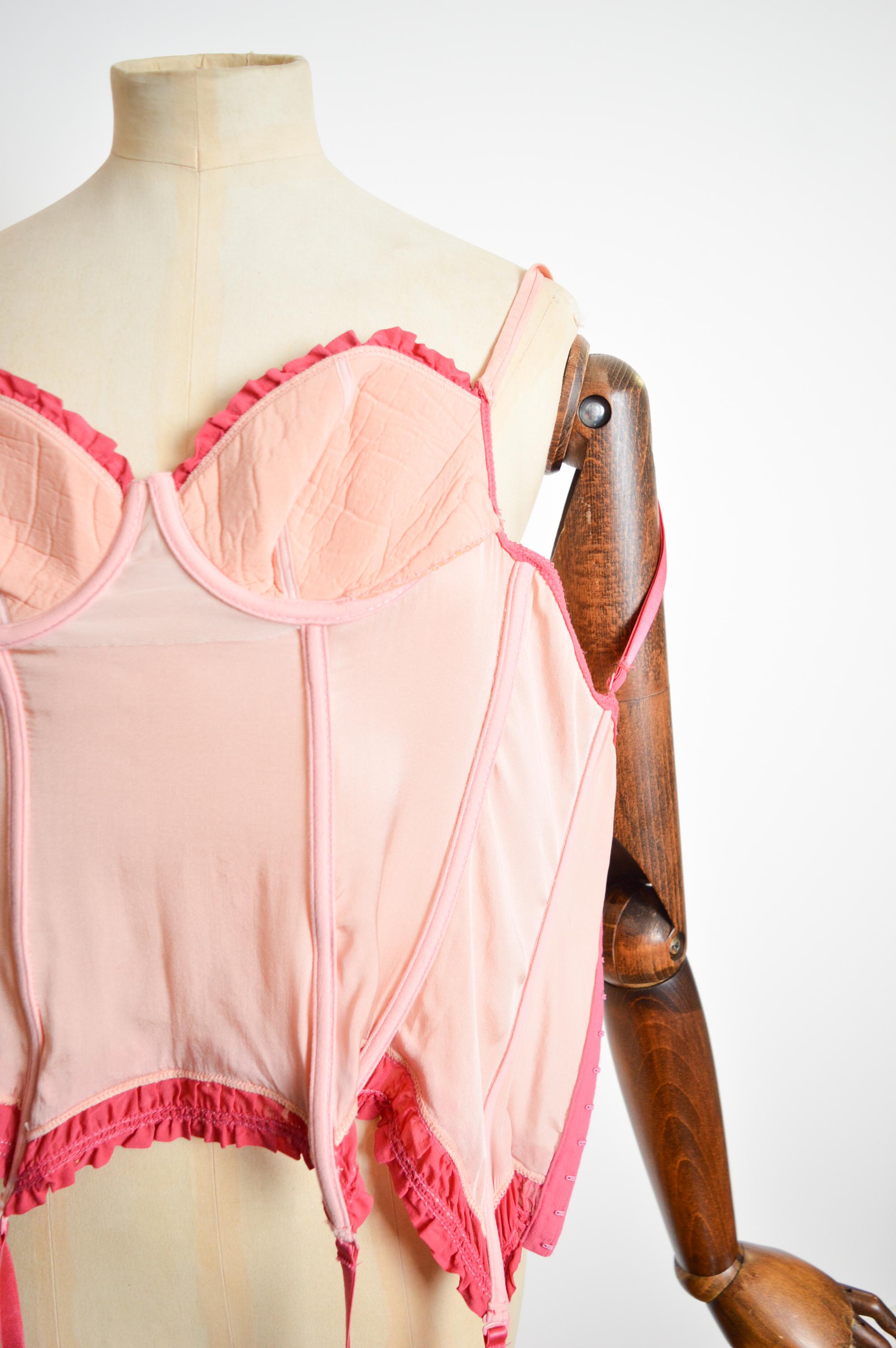 A/W 2000- 2001 John Galliano Pure Silk Pink Corset Bustier & Panties Set 4