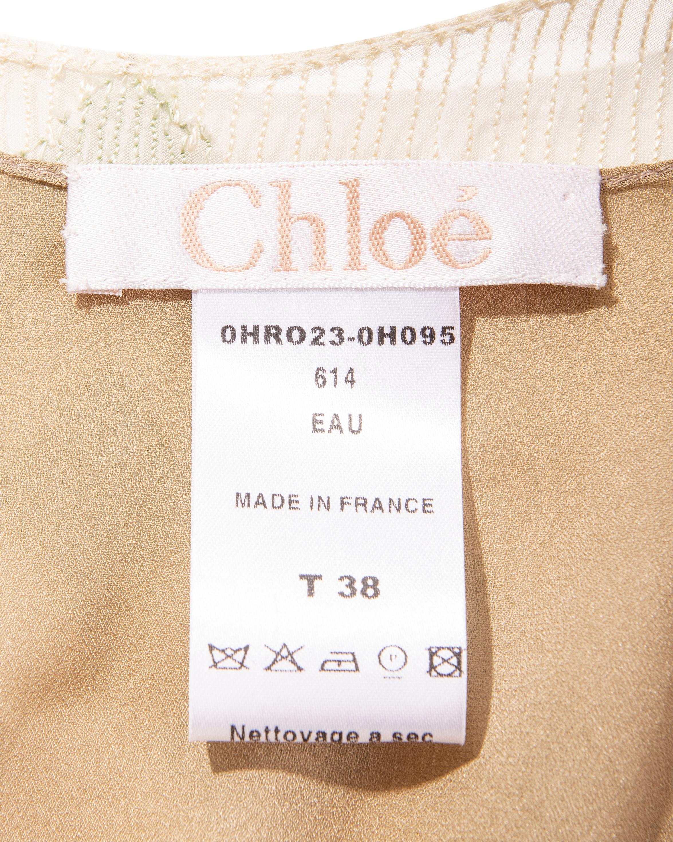 Women's A/W 2000 Chloe by Stella McCartney Cream Dress with Green Beaded Accents