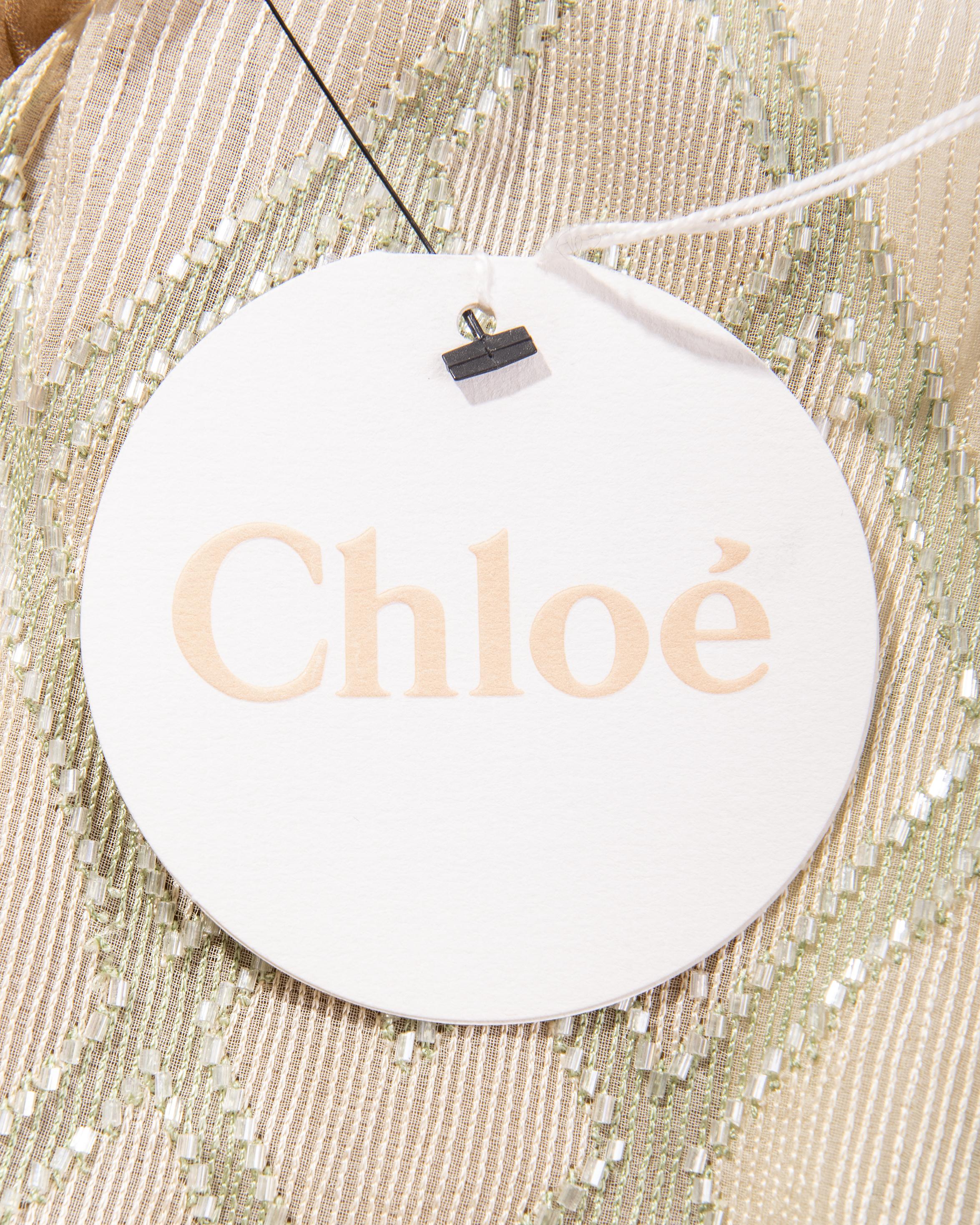 A/W 2000 Chloe by Stella McCartney Cream Dress with Green Beaded Accents 1