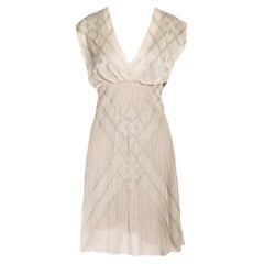 A/W 2000 Chloe by Stella McCartney Cream Dress with Green Beaded Accents