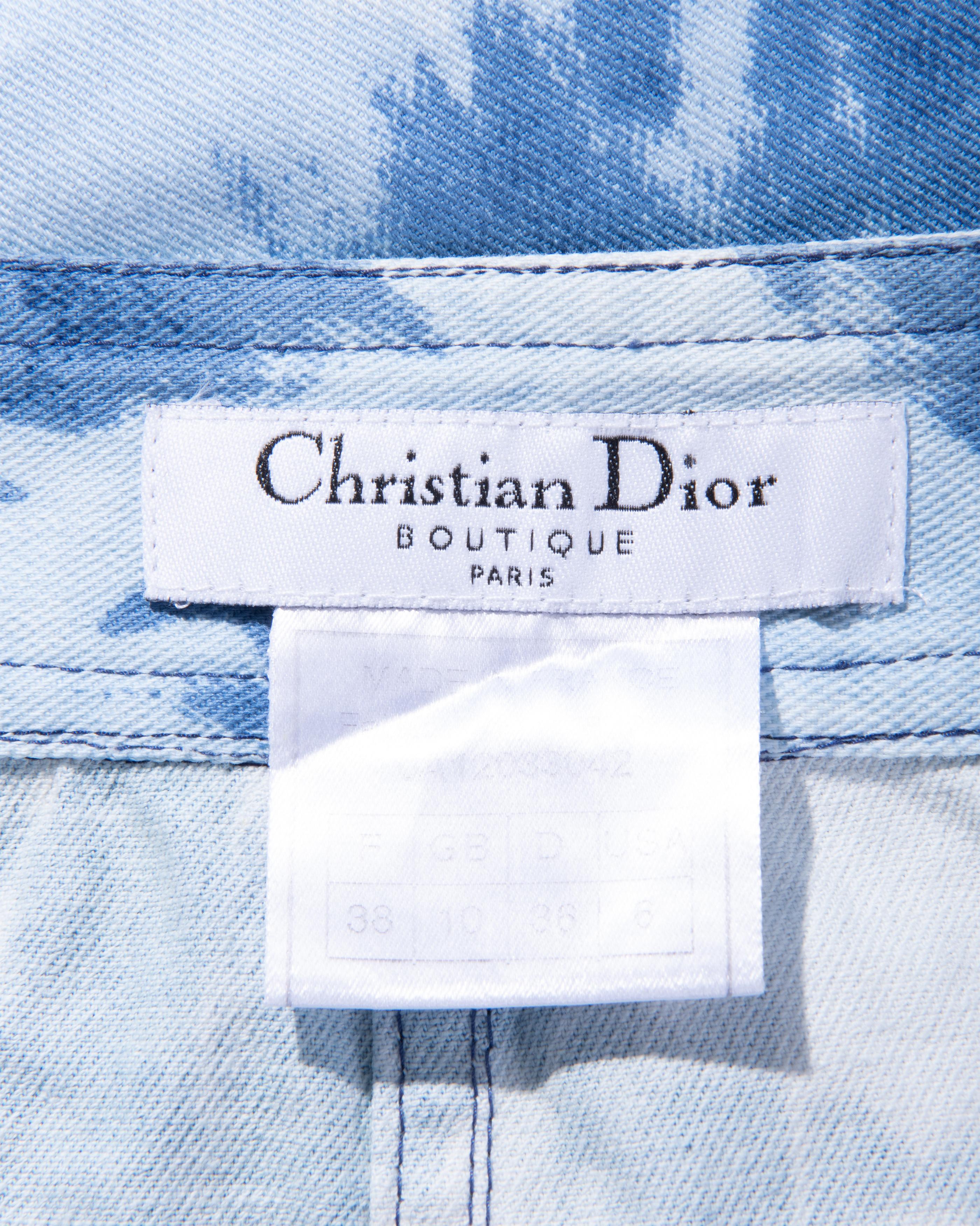 A/W 2000 Christian Dior by John Galliano Denim Tie-Dye Wrap Skirt 3