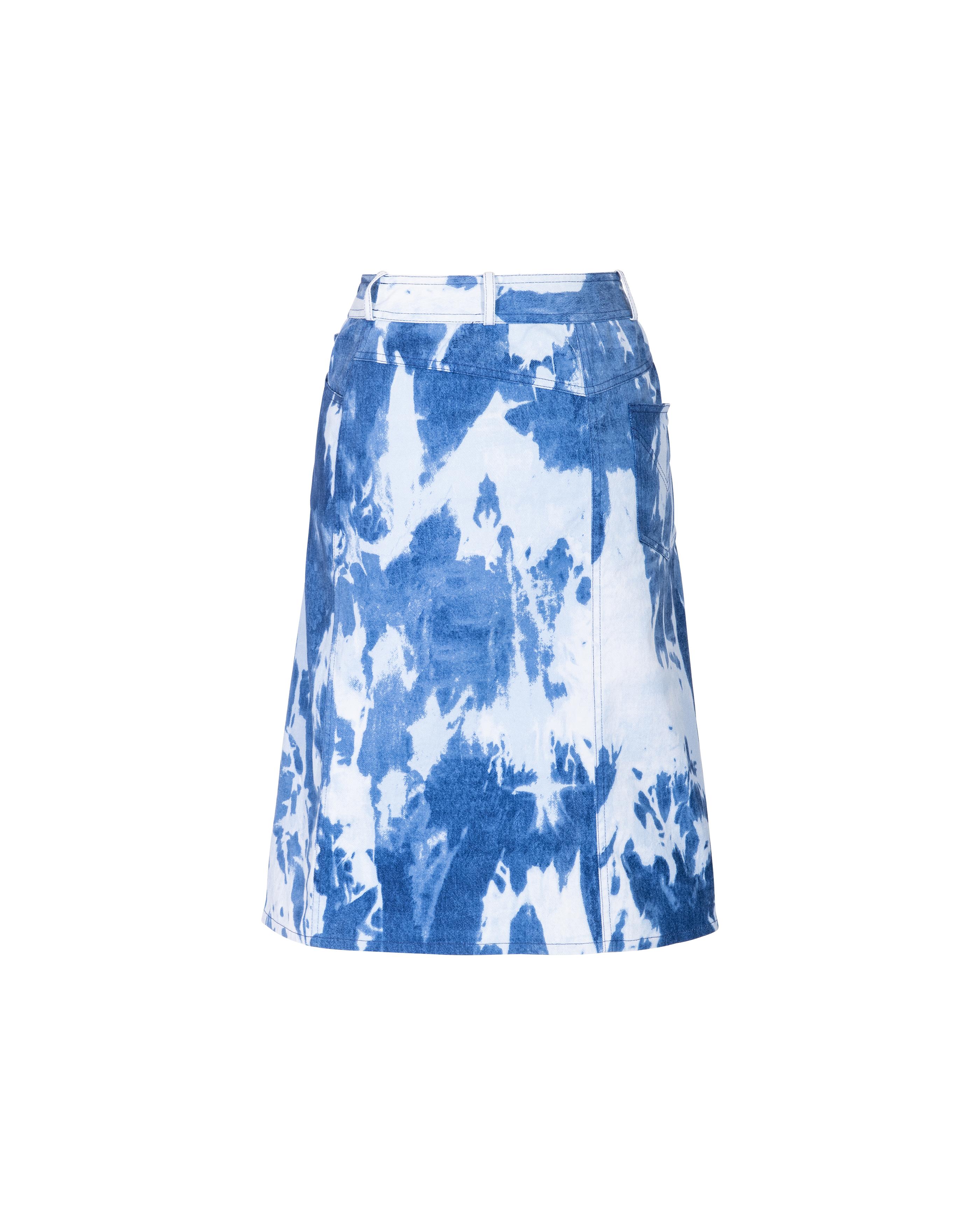 tie dye denim skirt