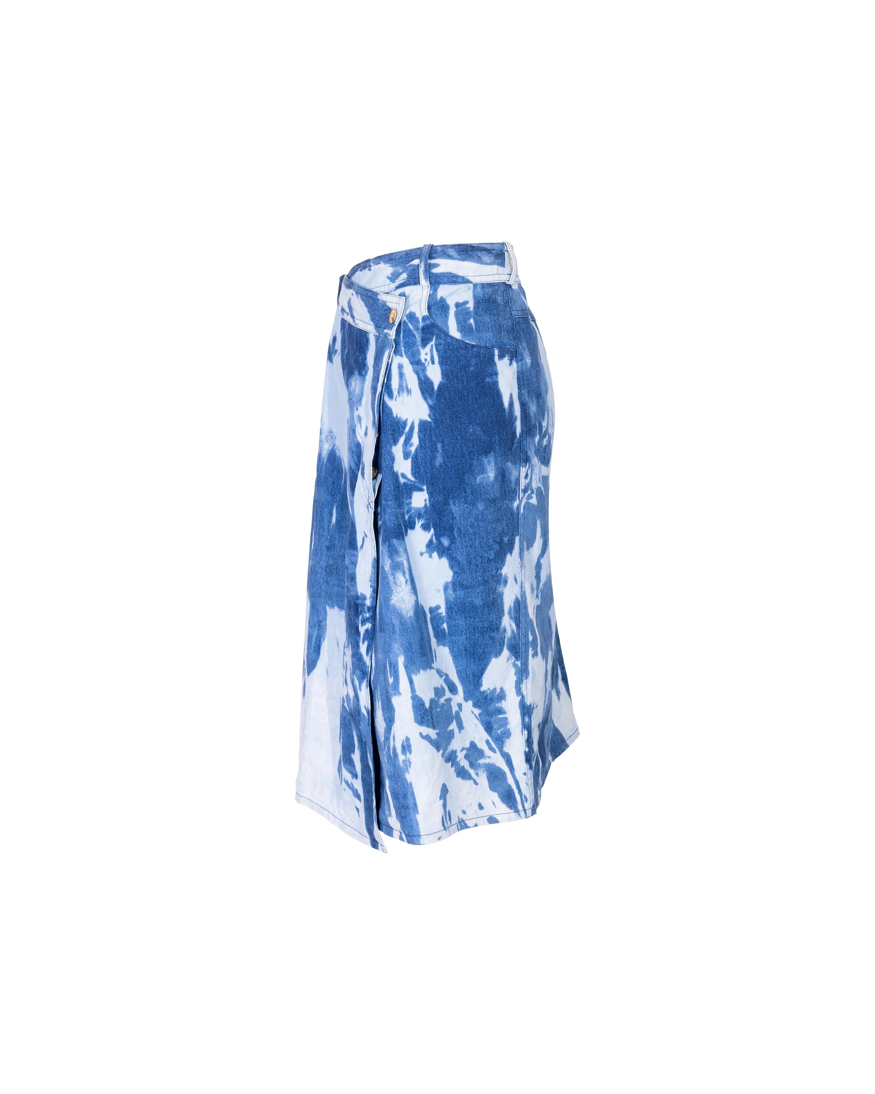 A/W 2000 Christian Dior by John Galliano Denim Tie-Dye Wrap Skirt 1