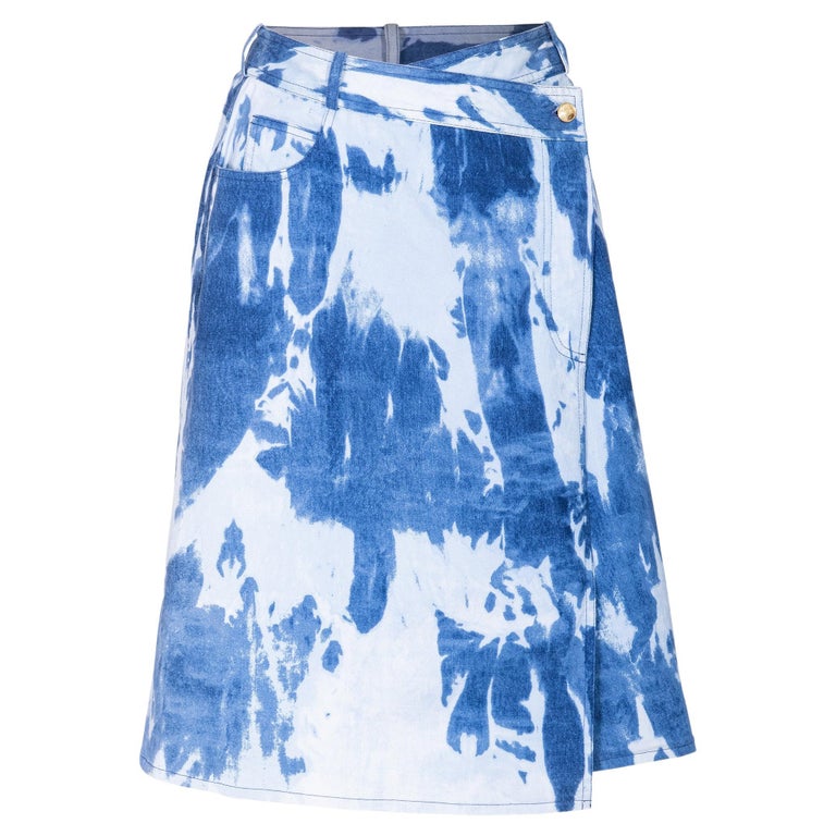 A/W 2000 Christian Dior by John Galliano Denim Tie-Dye Wrap Skirt 