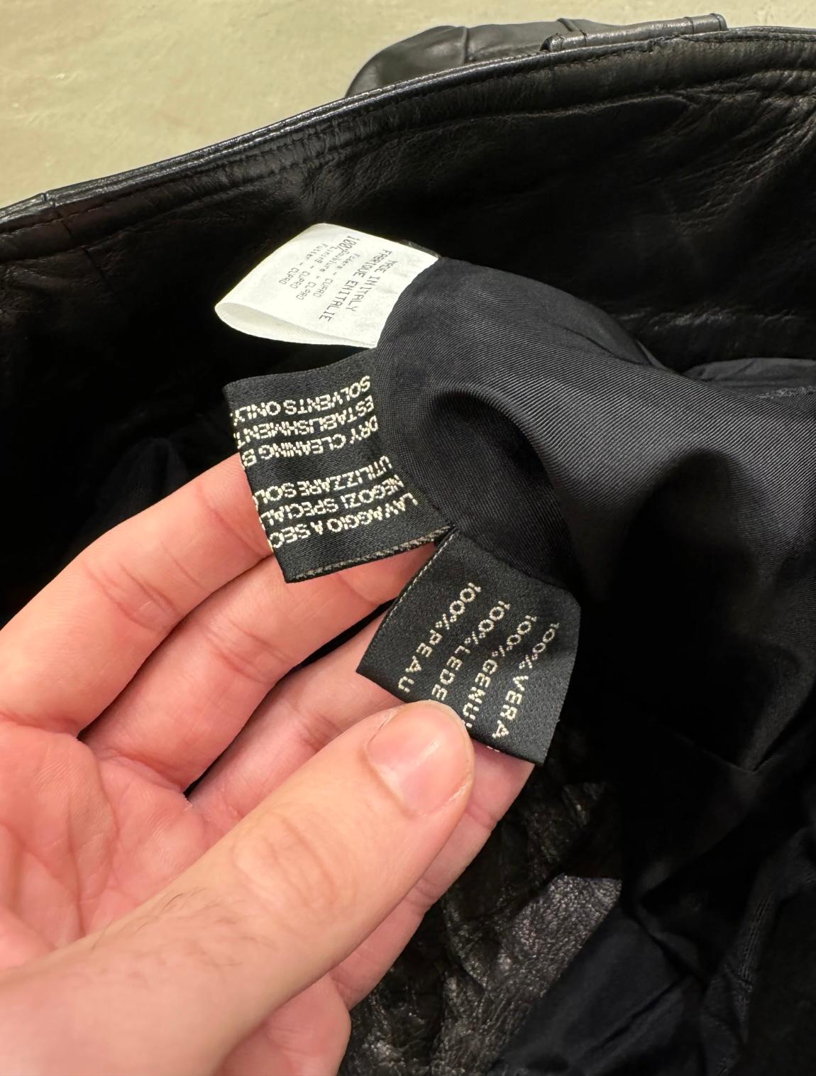 Black A/W 2000 Roberto Cavalli biker leather jacket with flared sleeves and python det For Sale