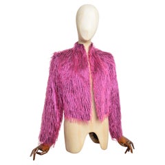 A/I 2000 Yves Saint Laurent by Alber Elbaz Giacca di piume arruffate rosa caldo