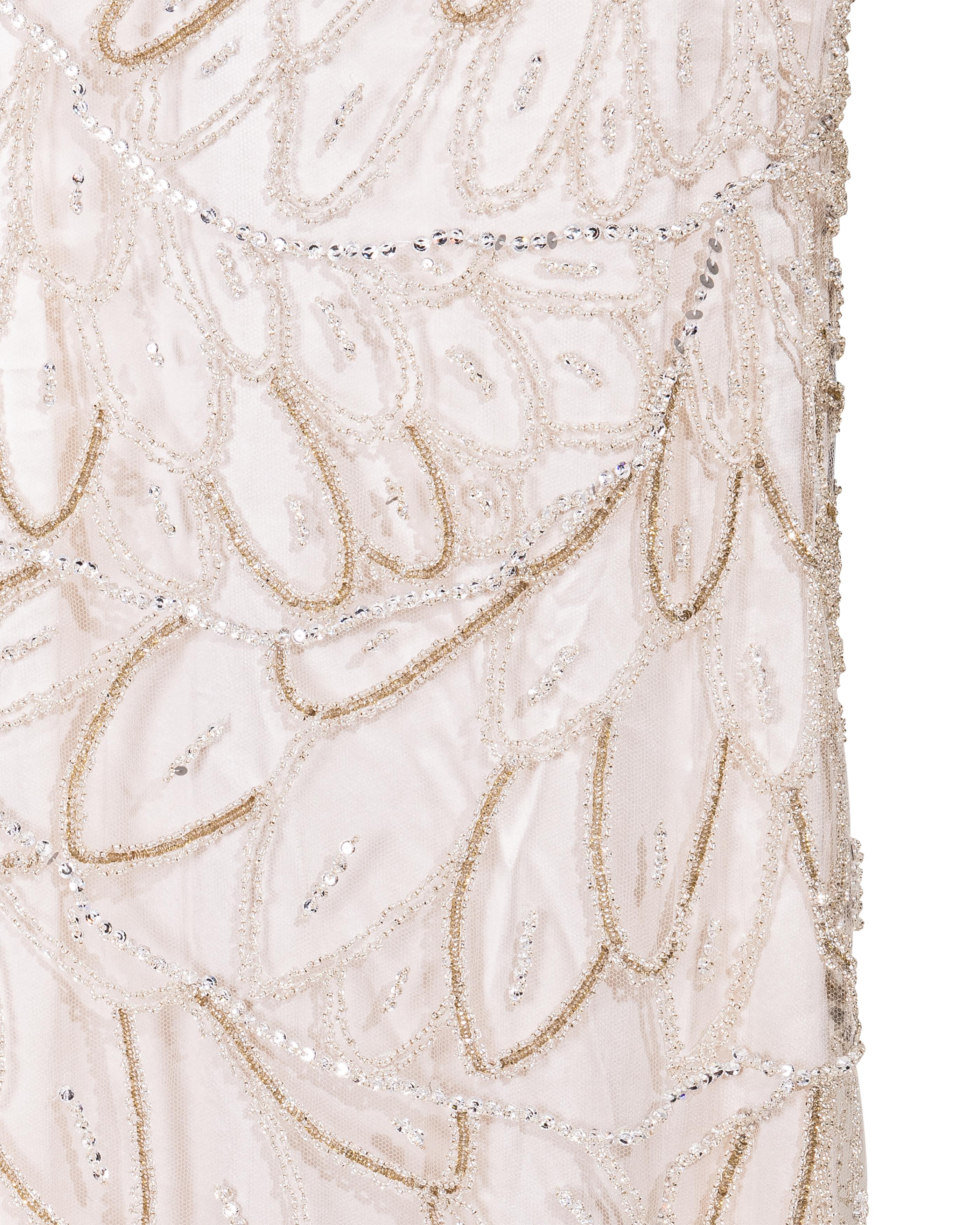A/W 2001 Atelier Versace Ecru Heavily Embellished Long Sleeve Semi-Sheer Gown 5