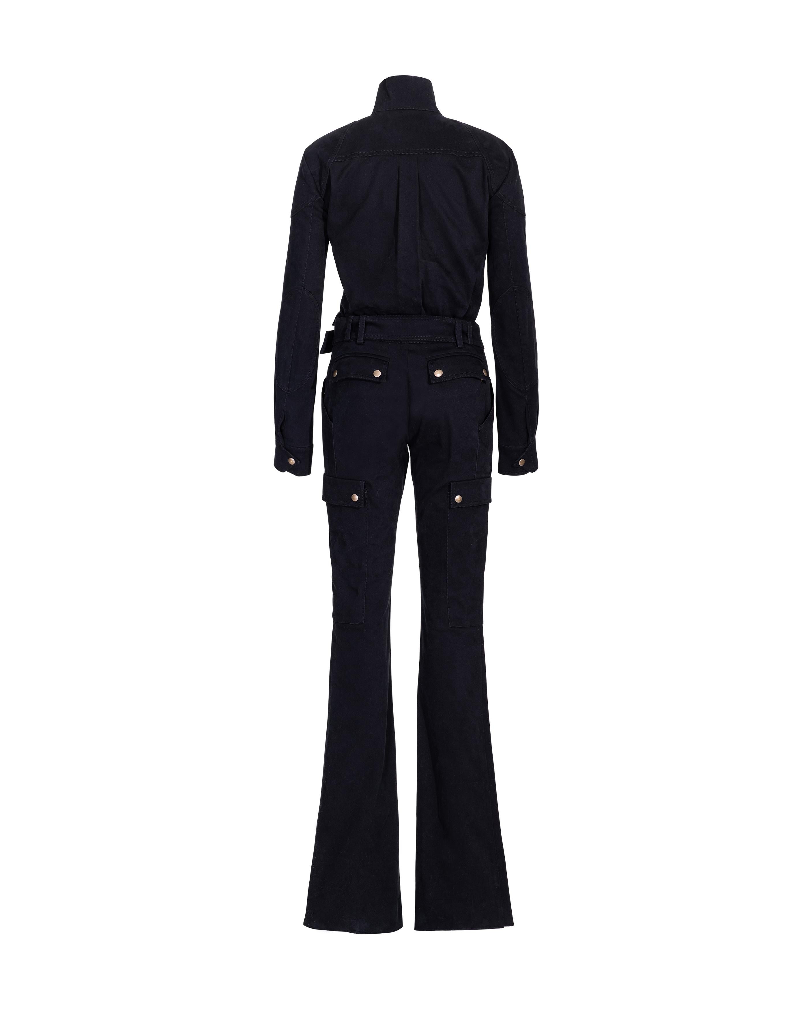 Women's A/W 2001 Balenciaga by Nicolas Ghesquiere Black Jumpsuit with Bronze Hardware For Sale