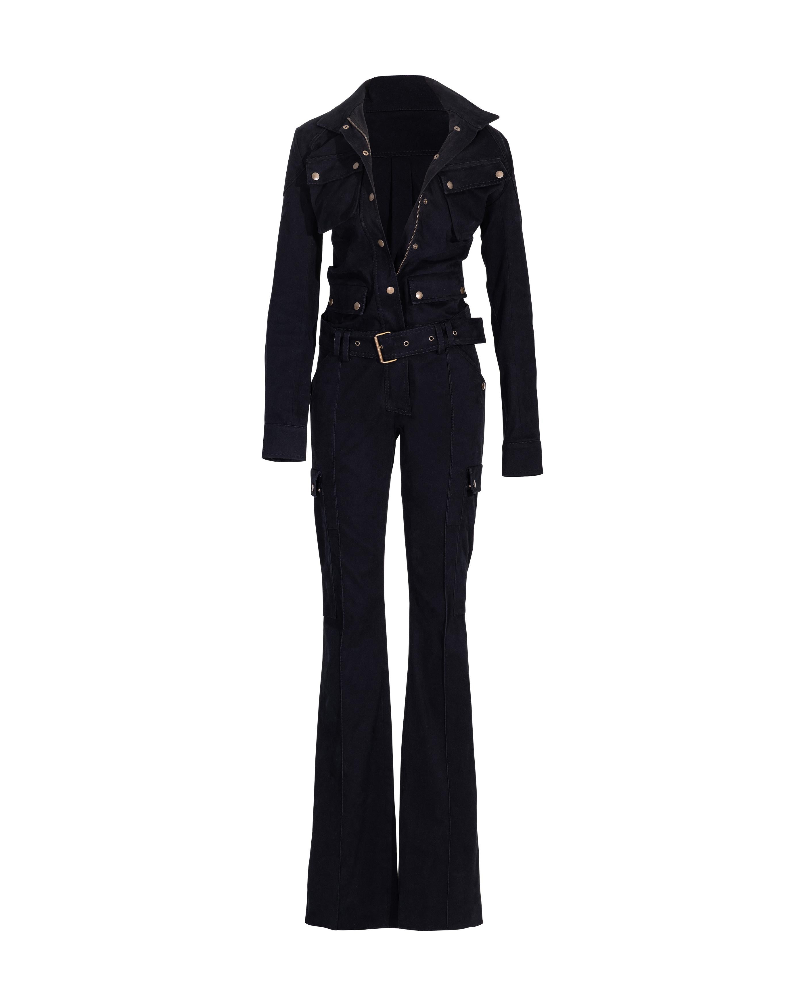 A/W 2001 Balenciaga by Nicolas Ghesquiere Black Jumpsuit with Bronze Hardware 4