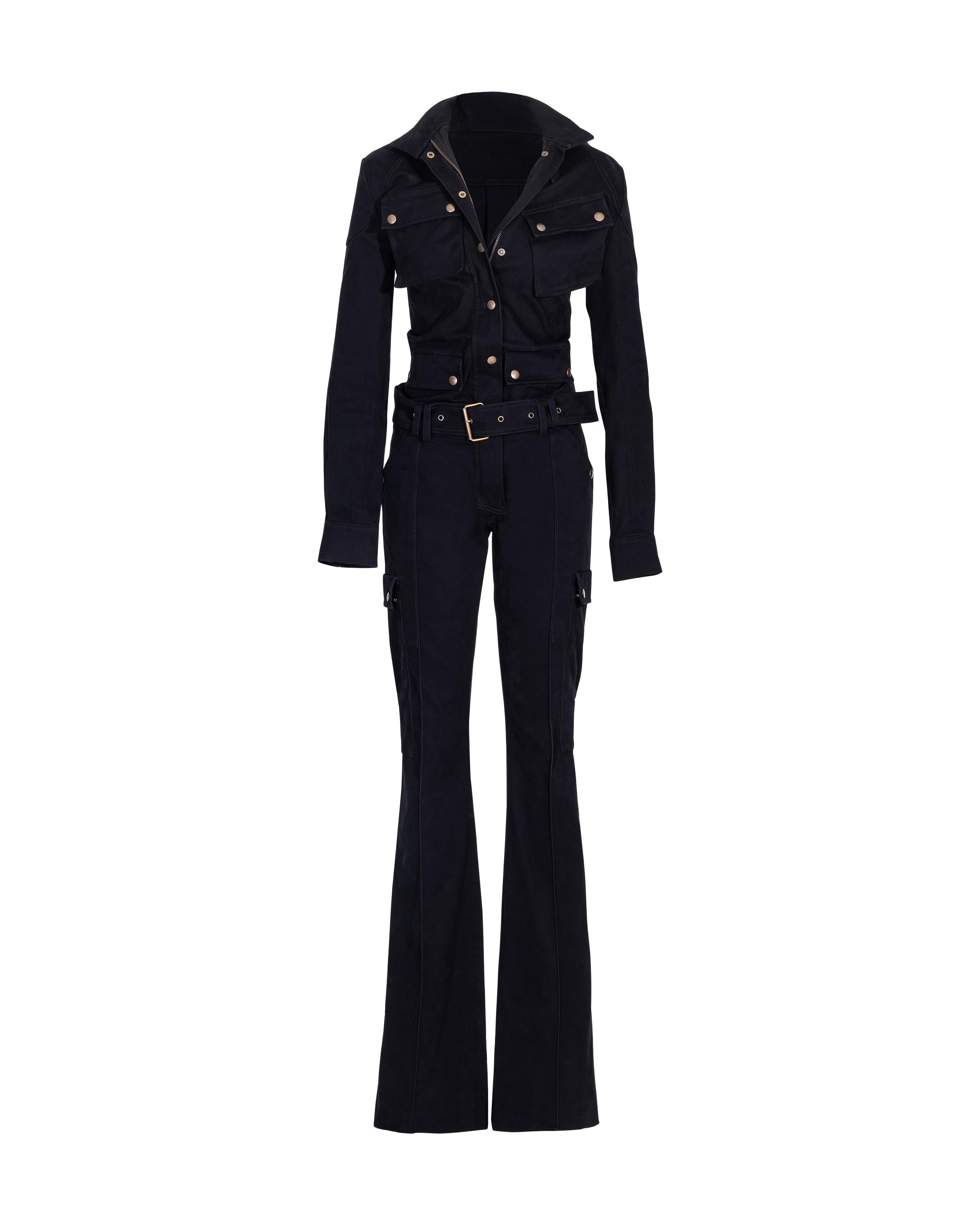 A/W 2001 Balenciaga by Nicolas Ghesquiere Black Jumpsuit with Bronze Hardware 5