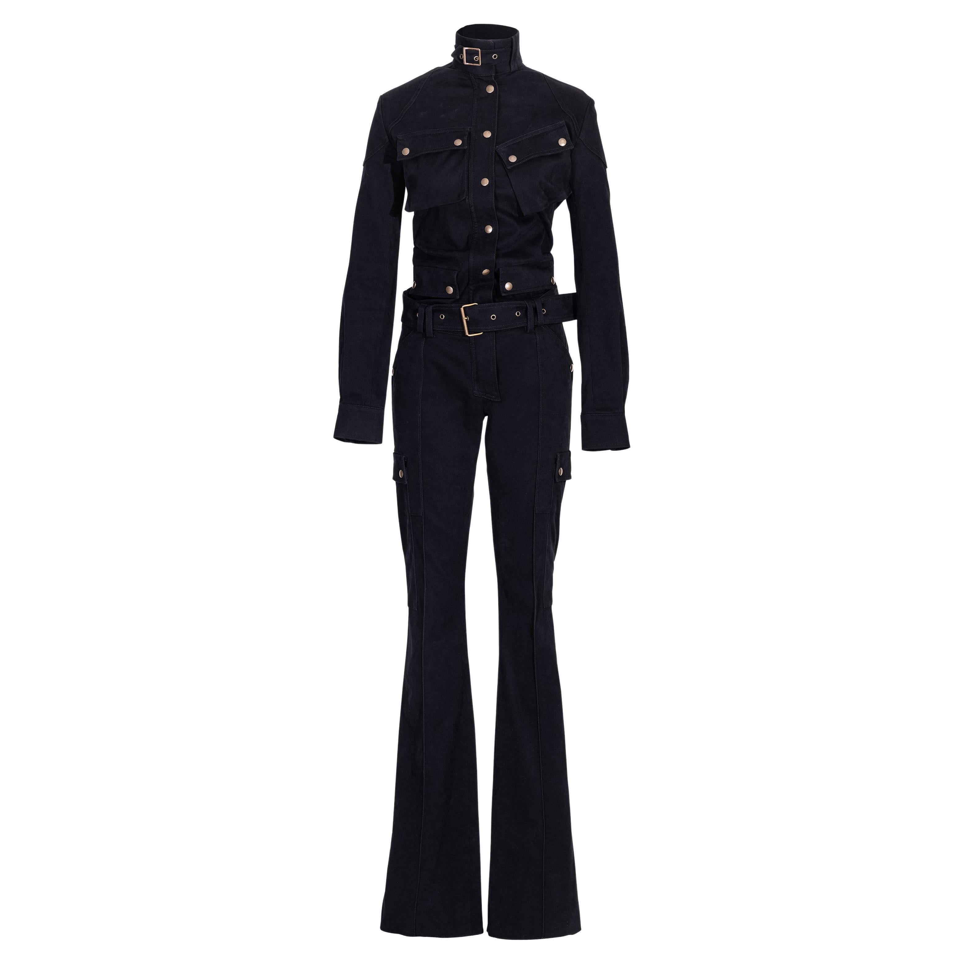 A/W 2001 Balenciaga by Nicolas Ghesquiere Black Jumpsuit with Bronze Hardware