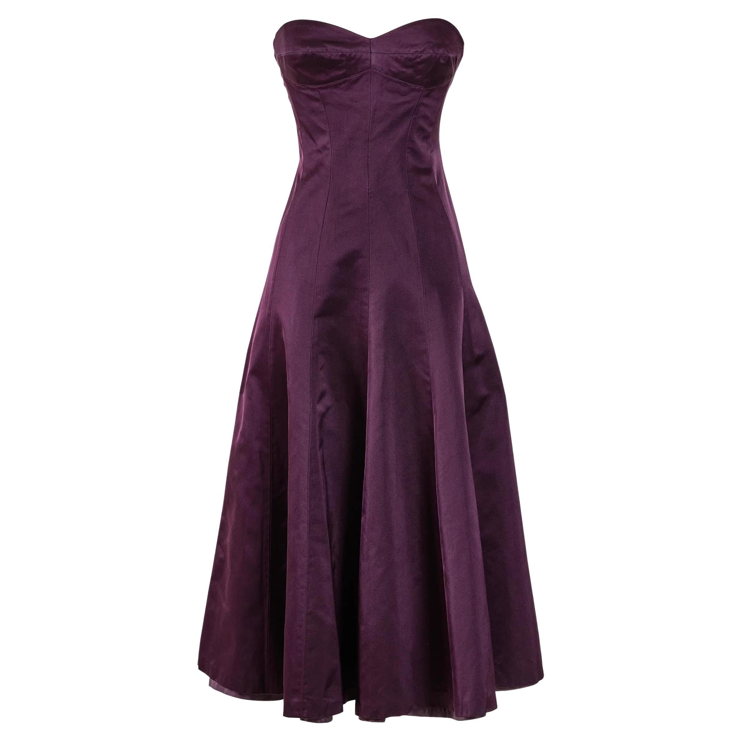 A/W 2001 Chloé by Stella McCartney Purple Strapless Silk Midi Dress