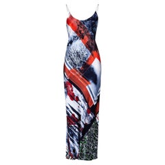A/W 2001 Jean Paul Gaultier Printed Chain Strap Slip Dress
