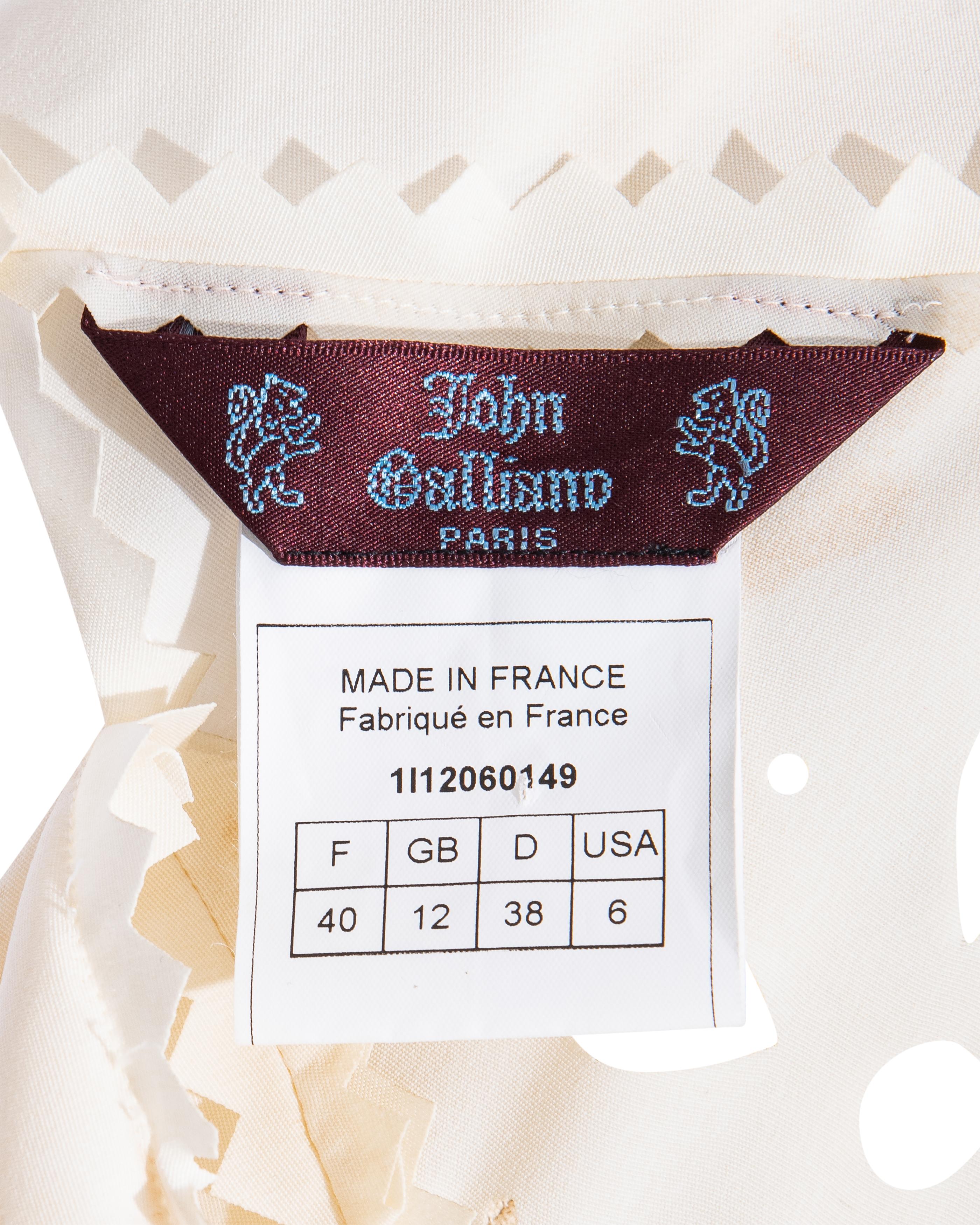 A/W 2001 John Galliano Bias Cut Cream Gown with Lasercut Floral Details 9