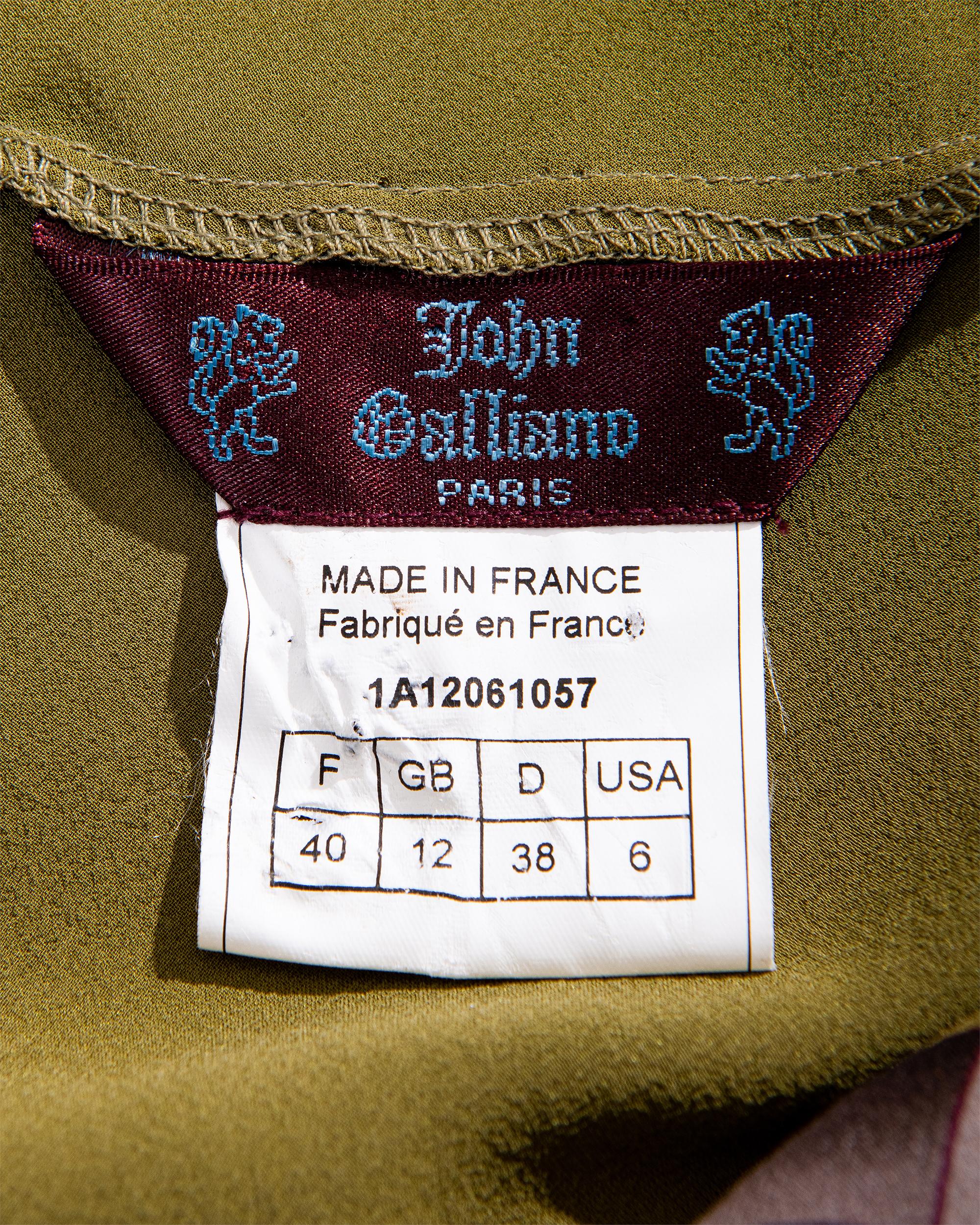 A/W 2001 John Galliano Green and Gray Tartan Silk Chiffon Slip Dress 4