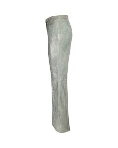 A/W 2001 John Galliano Green Suede Metallic Pattern Pants