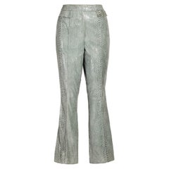 A/W 2001 John Galliano Pantalon en daim vert à motifs métalliques