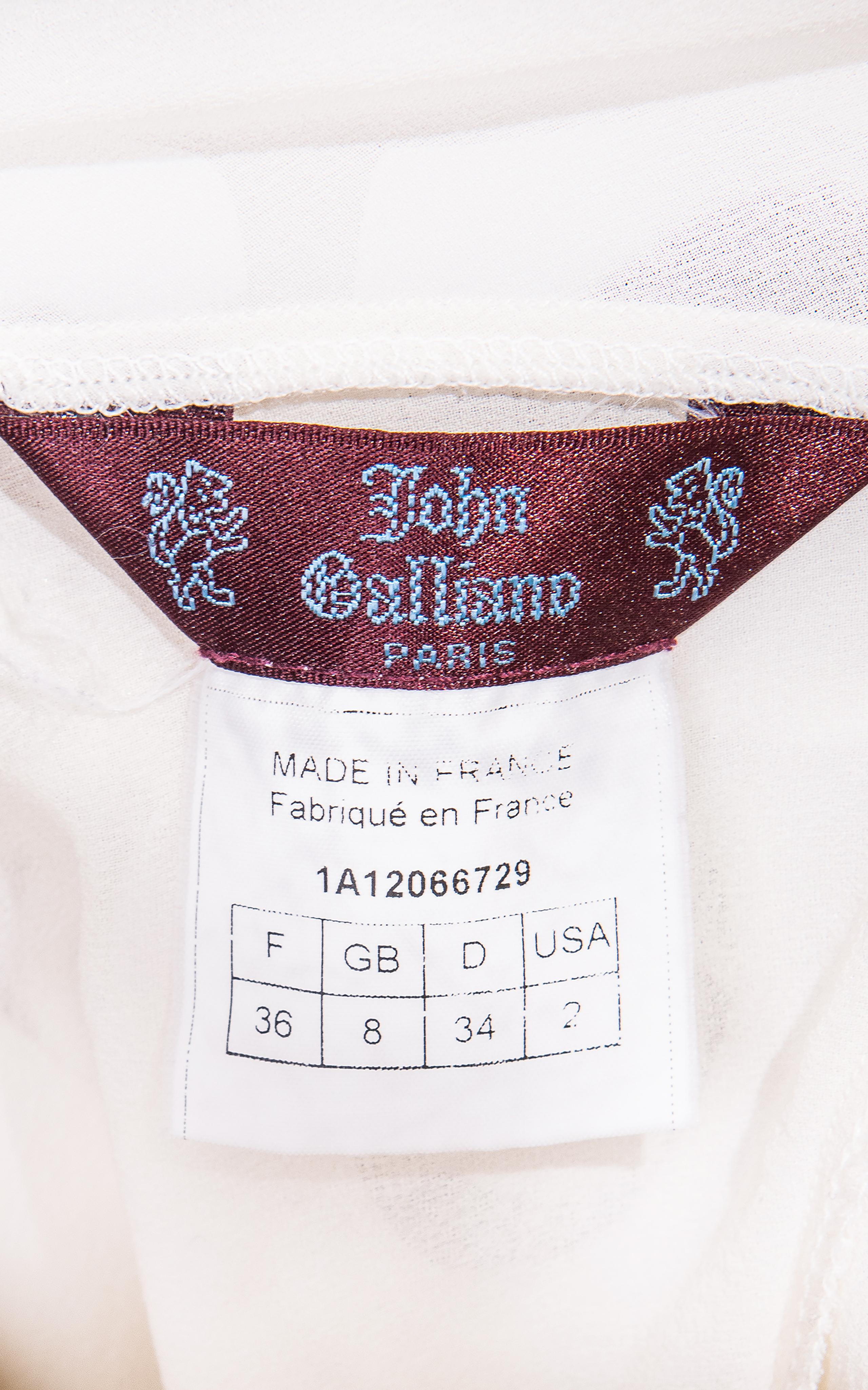 A/W 2001 John Galliano White Gown with 3D Floral Appliques 8
