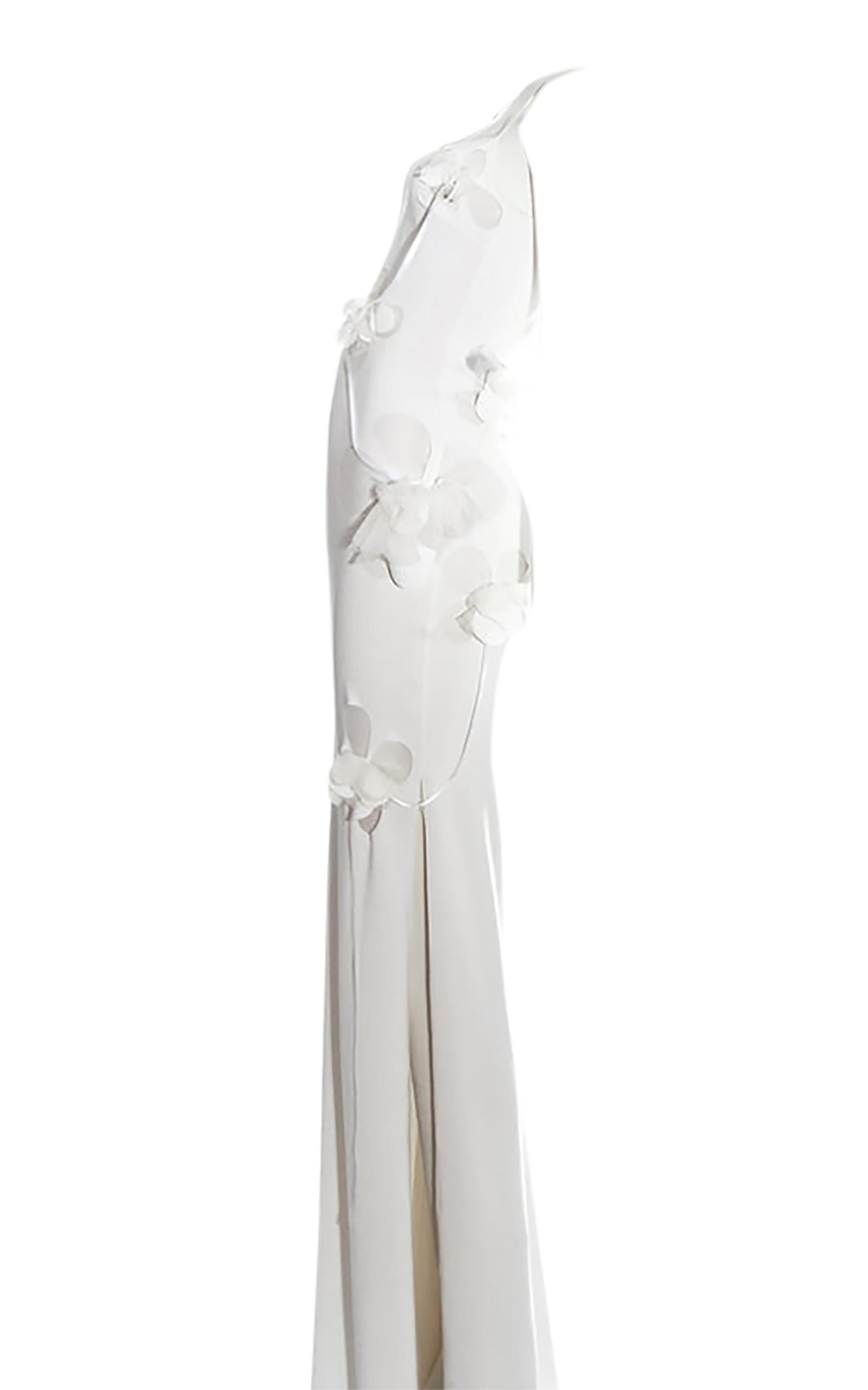 A/W 2001 John Galliano White Gown with 3D Floral Appliques 1