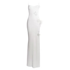 A/W 2001 John Galliano White Gown with 3D Floral Appliques