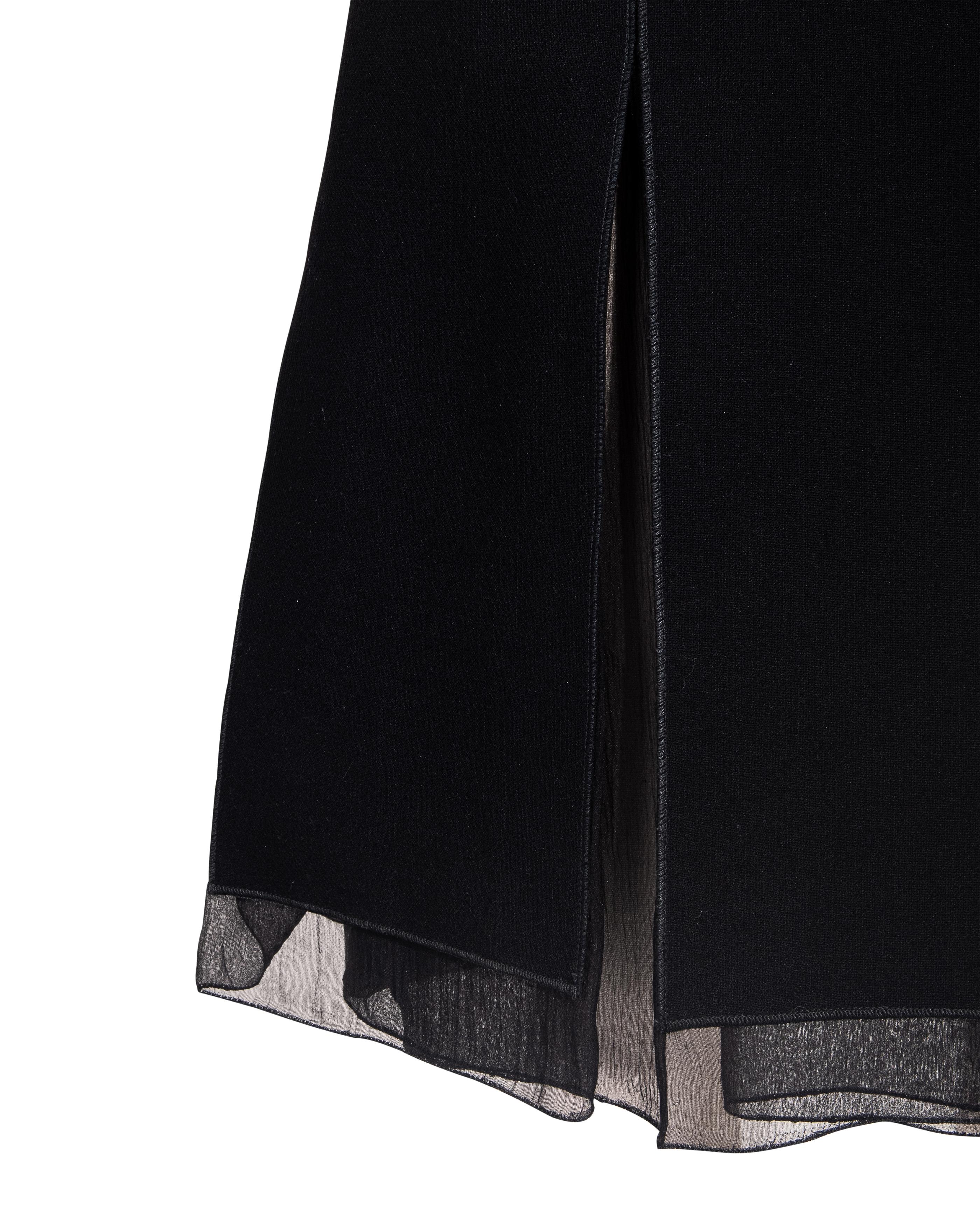 A/W 2001 Prada Black Dress with Semi-Sheer Silk Chiffon Paneling 3