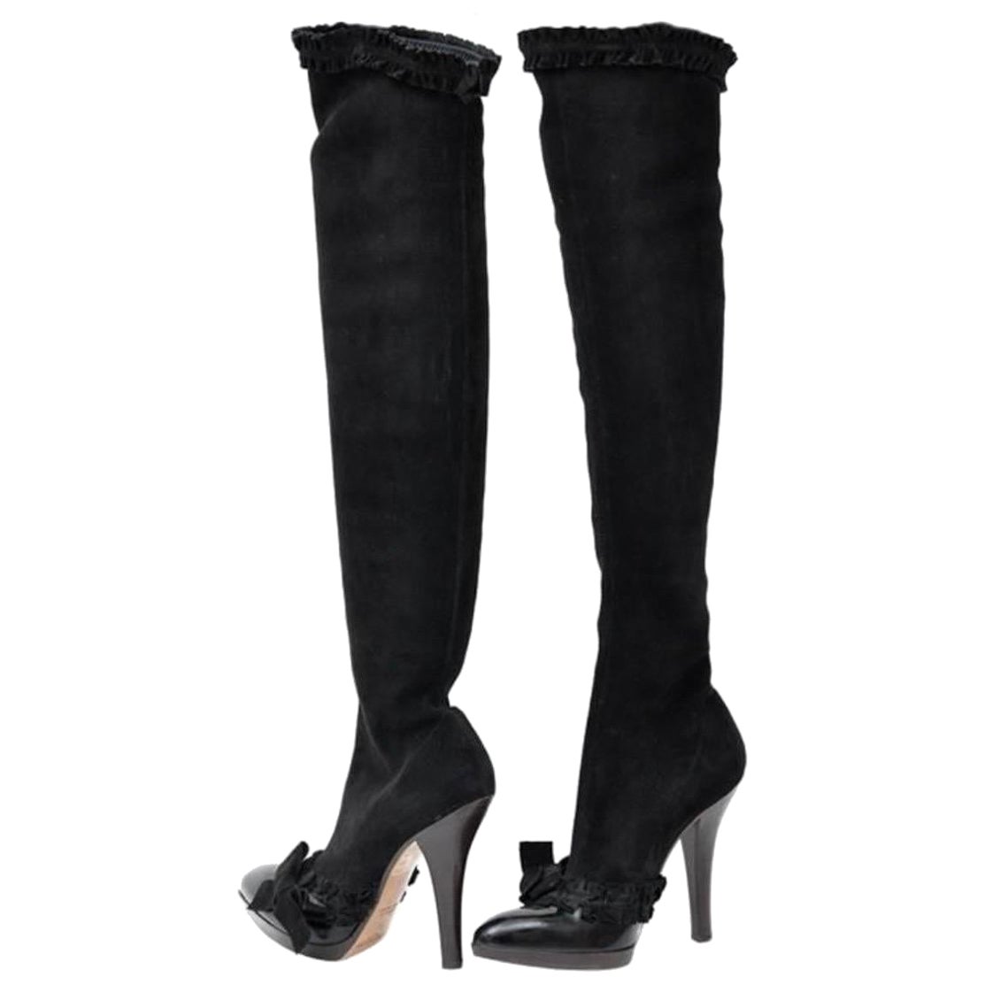 A/W 2001 Tom Ford for Yves Saint Laurent Bottes en daim noir 37 - 7