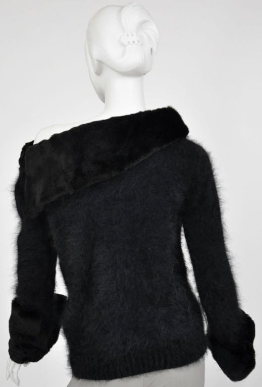 A/W 2001 Vintage Tom Ford for Gucci Black Angora and Mink Fur Sweater 2