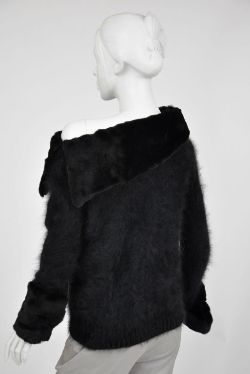 A/W 2001 Vintage Tom Ford for Gucci Black Angora and Mink Fur Sweater 3