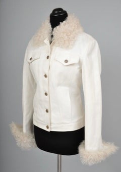 A/W 2001 Vintage Tom Ford for Gucci White Denim and Lamb Fur Jacket NWT