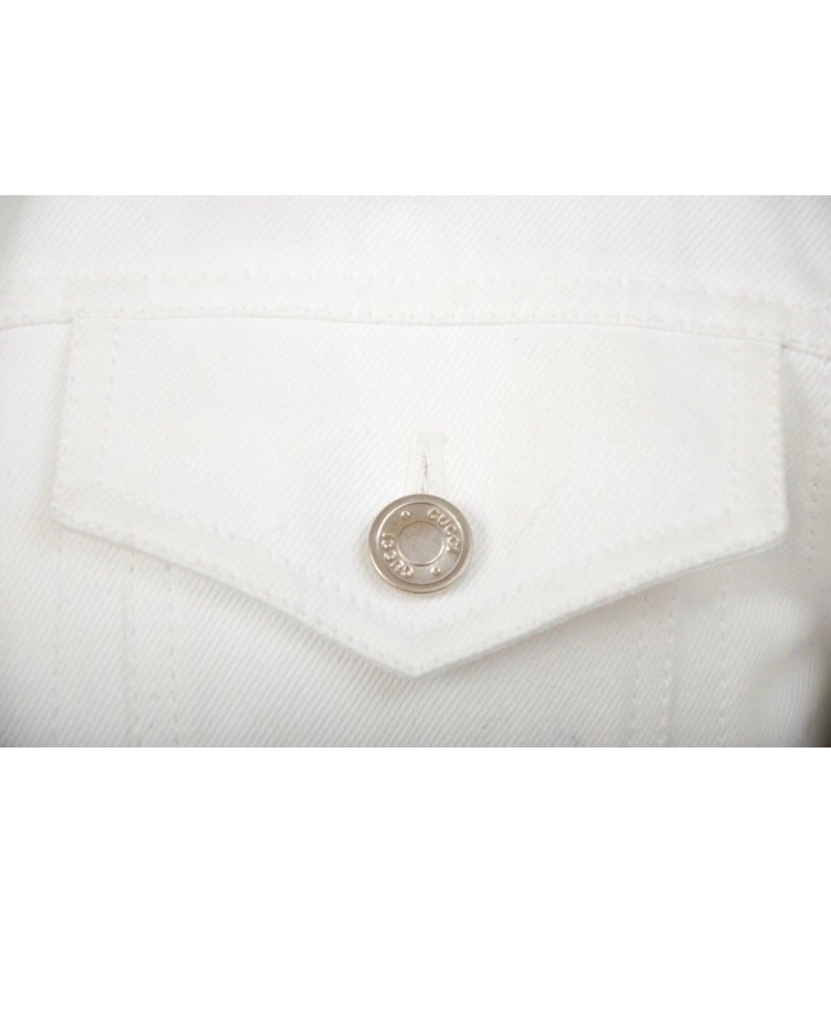 Tom Ford pour Gucci, veste vintage en jean blanc et fourrure d'agneau, A/H 2001 Pour femmes en vente