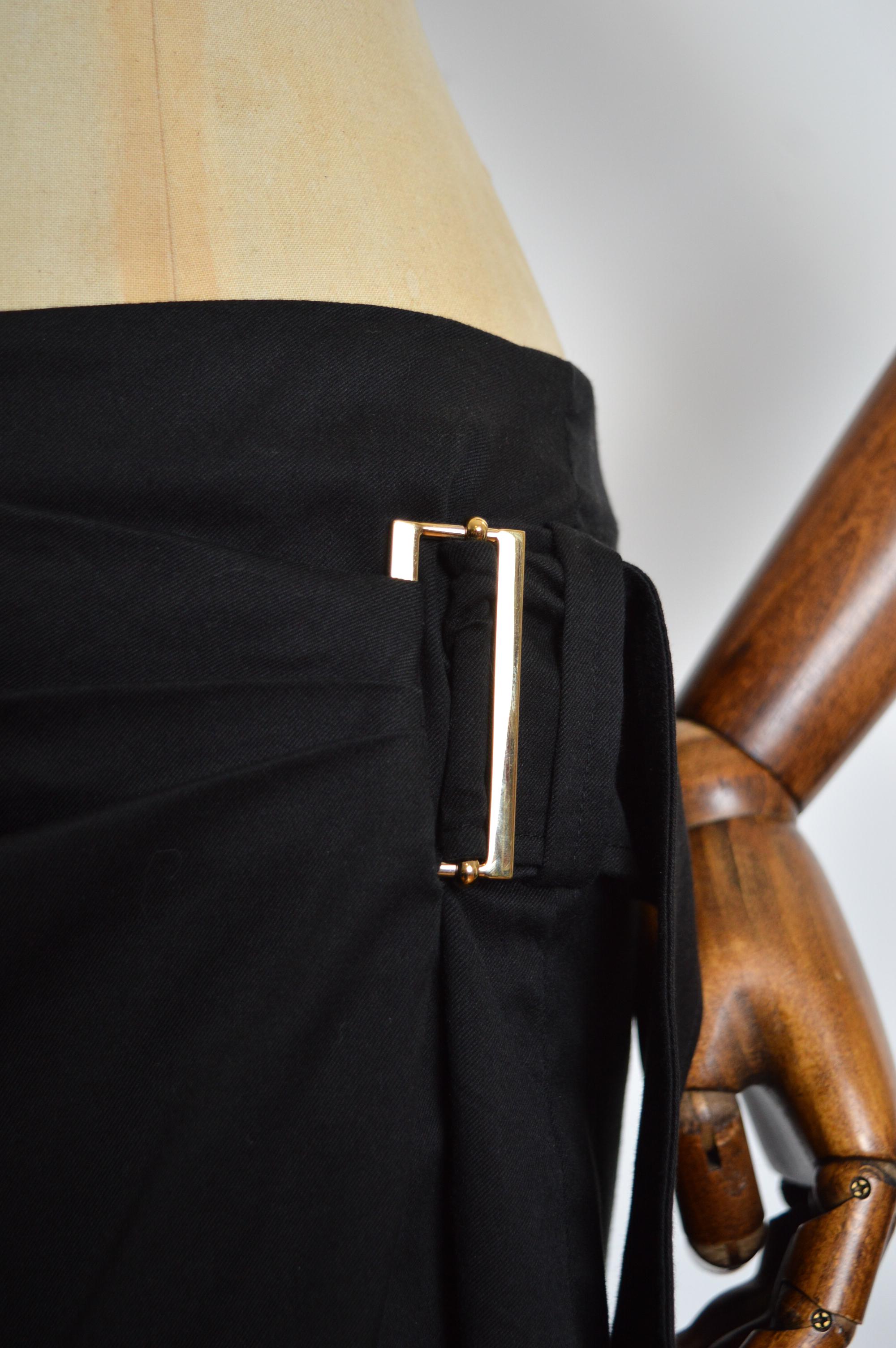 A/W 2001 Yves Saint Laurent by Tom Ford Black Draped Wrap around Pencil Skirt For Sale 1
