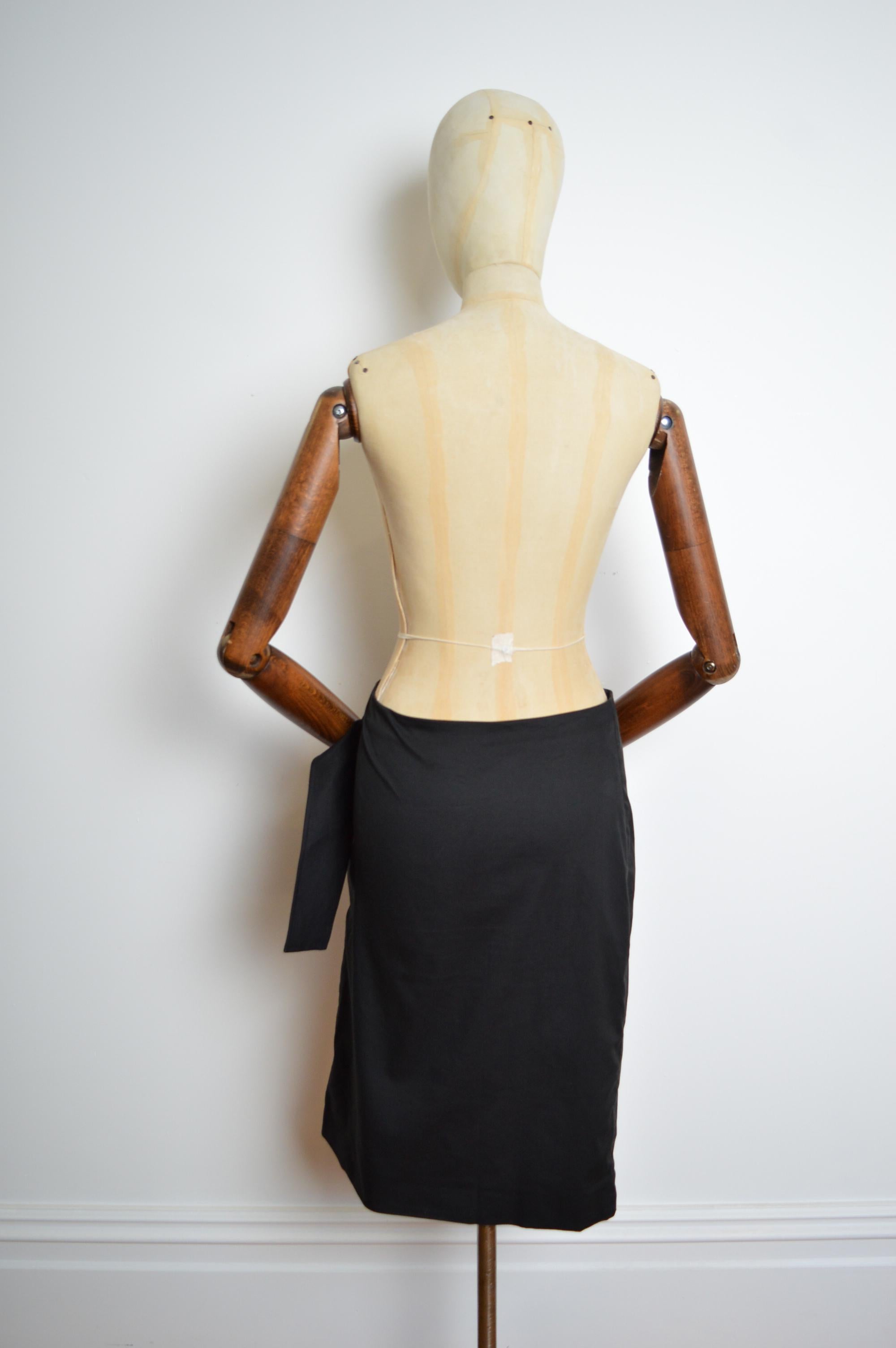 A/W 2001 Yves Saint Laurent by Tom Ford Black Draped Wrap around Pencil Skirt For Sale 4