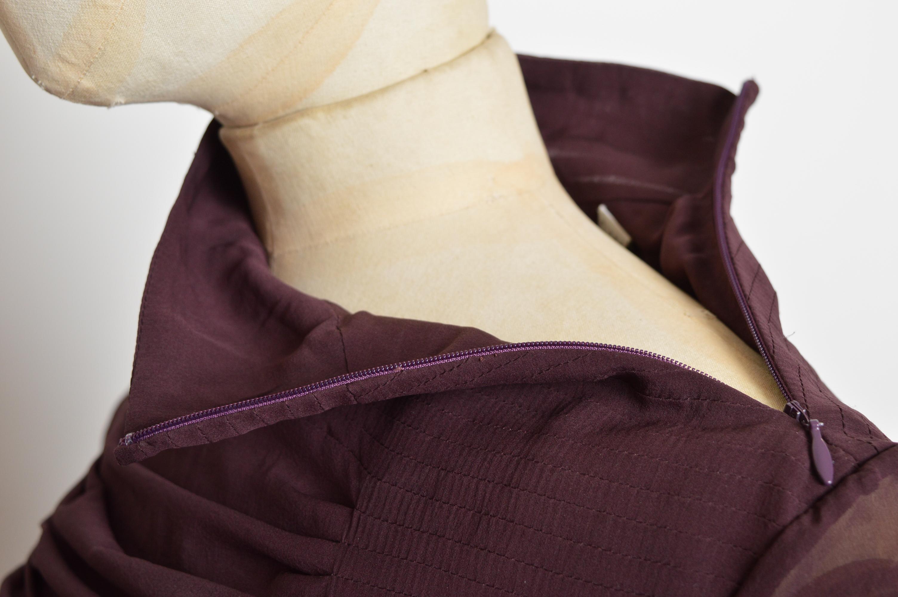 A/W 2001 Yves Saint Laurent by Tom Ford Plum Maroon Silk high Neck mini Dress For Sale 6