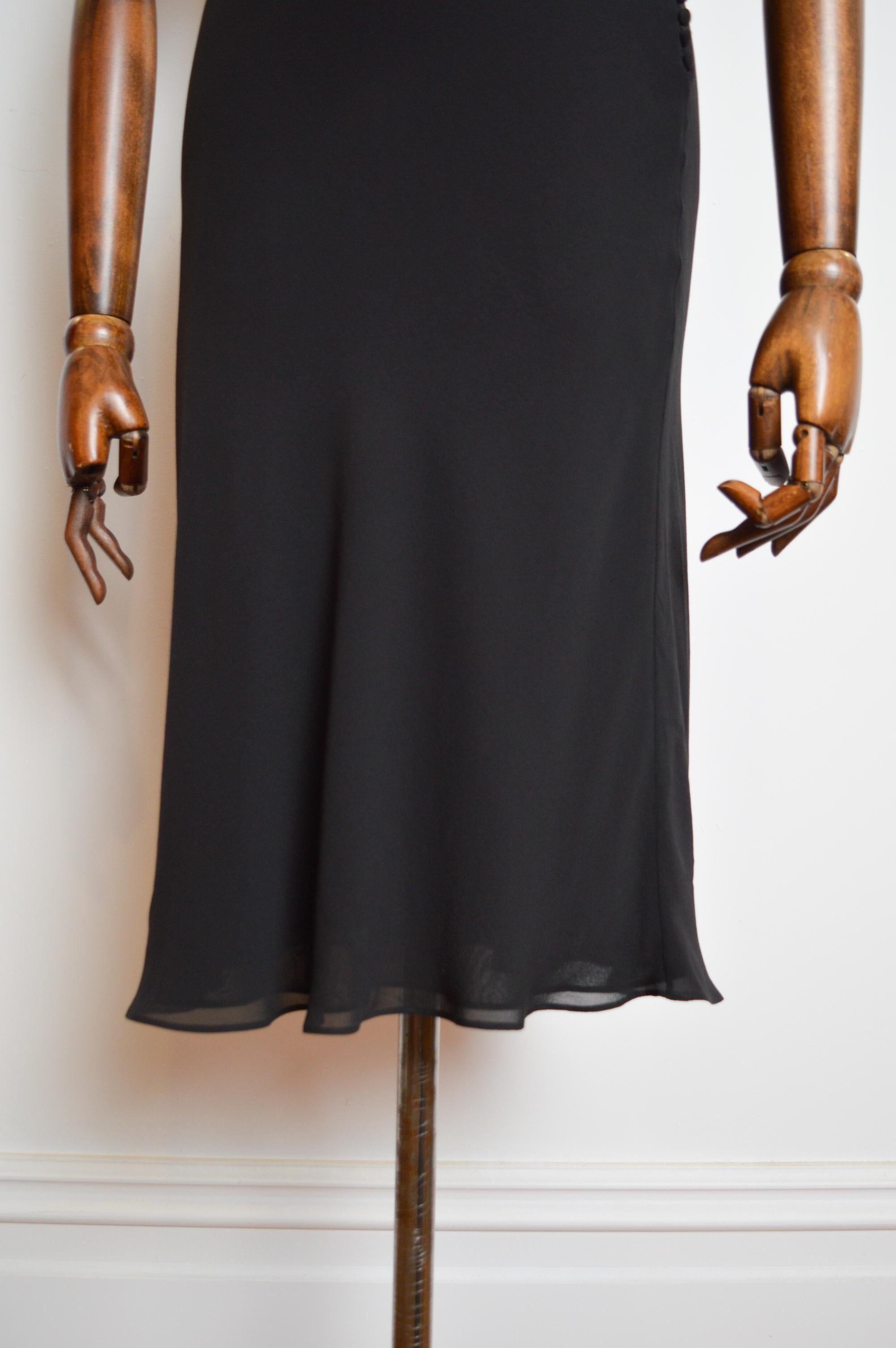 A/W 2002 Christian Dior by John Galliano Black Silk Bias cut Button down Skirt For Sale 7